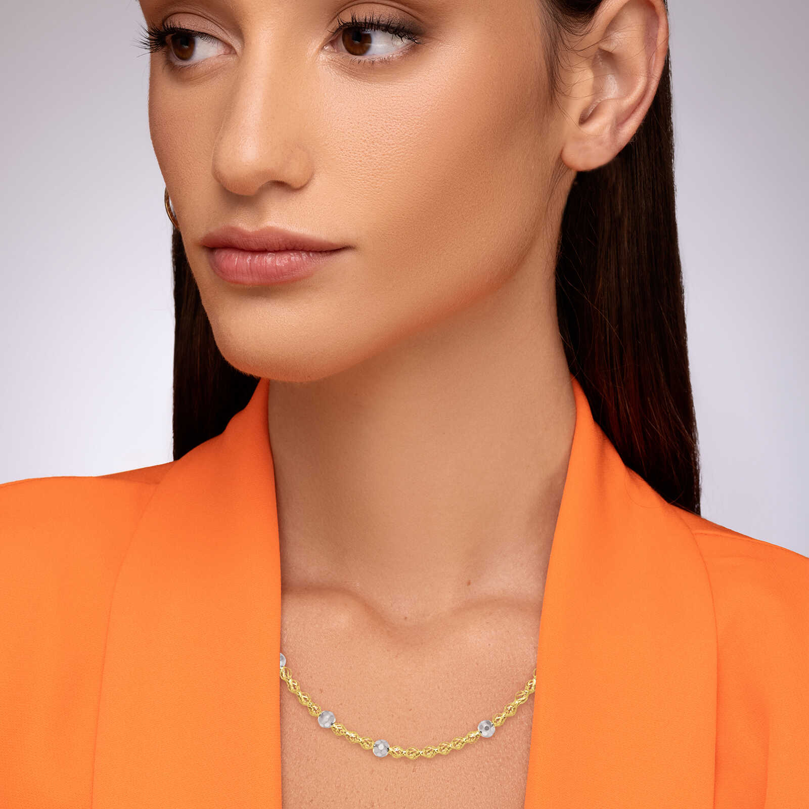 שרשרת זהב מונקו "נמתחת"- מקולקציית GOLDEN GLOW