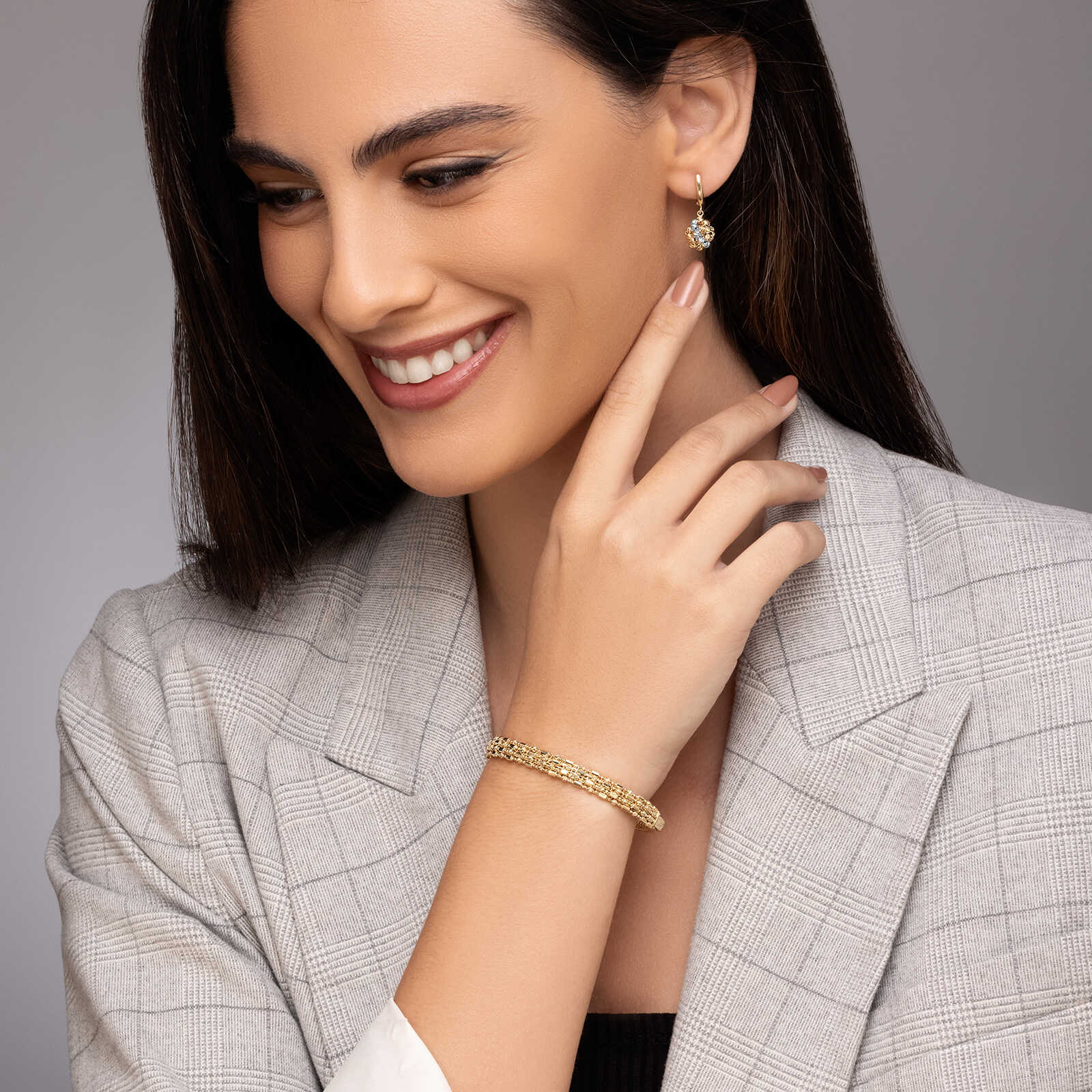 עגילי זהב ונציה- מקולקציית GOLDEN GLOW