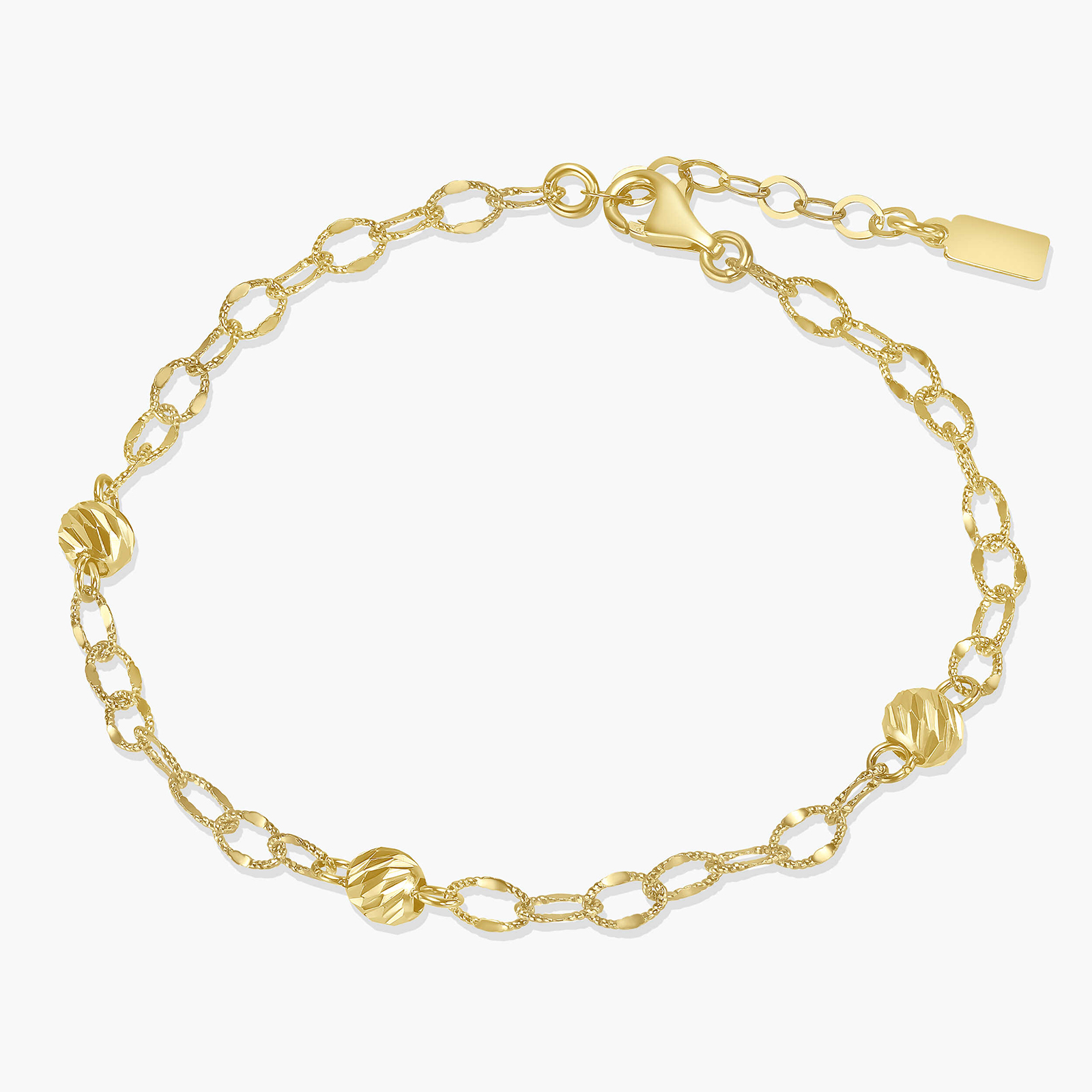 צמיד חוליות מזהב בשילוב כדוריות זהב