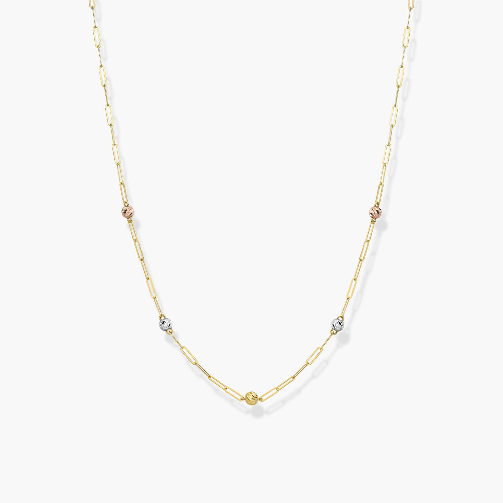 שרשרת אייבי DOT - חוליות זהב 14K בשילוב כדורי לייזר