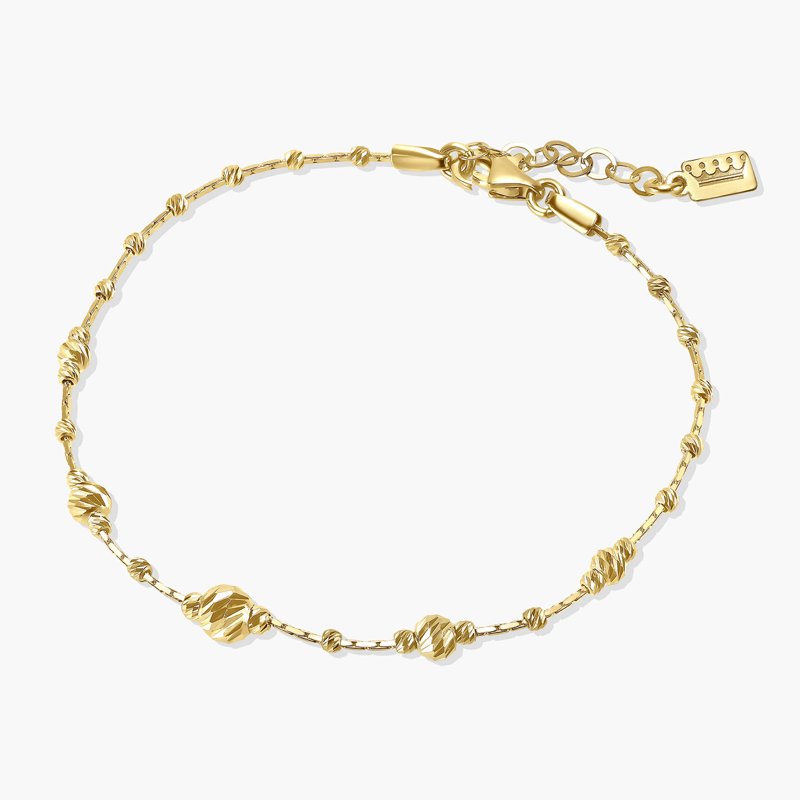 צמיד זהב בעיבוד לייזר ובשילוב כדוריות זהב