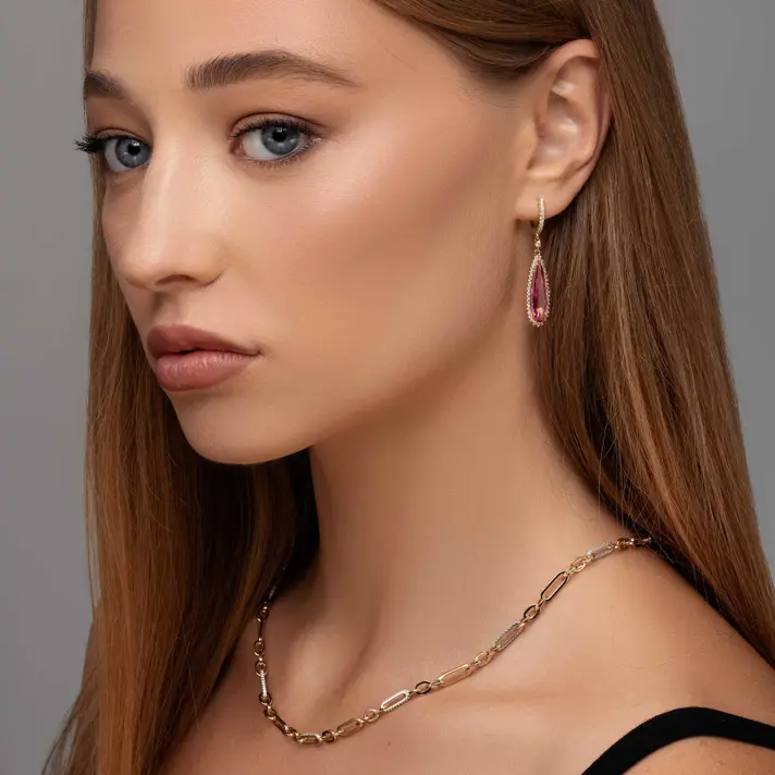 שרשרת זהבג'ס- חוליות בשיבוץ זרקונים