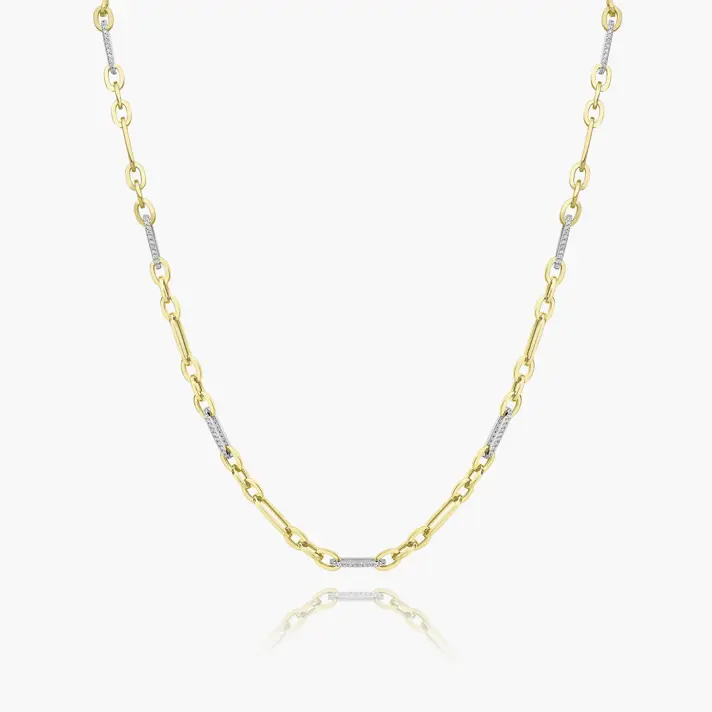 שרשרת זהבג'ס- חוליות בשיבוץ זרקונים