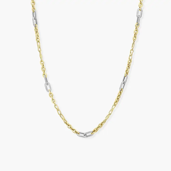 שרשרת זהב קלואי- חוליות זהב משובצות זרקונים