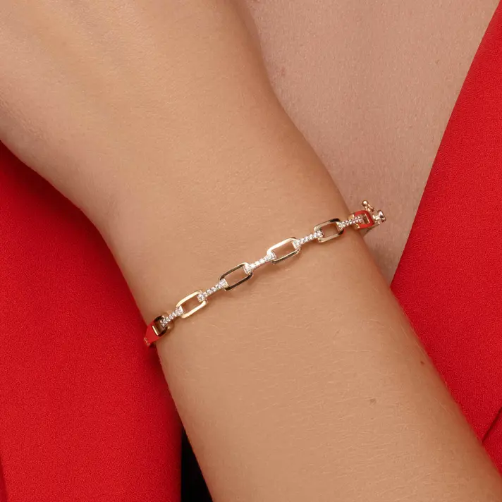 ליהי- צמיד זהב קשיח משובץ זרקונים