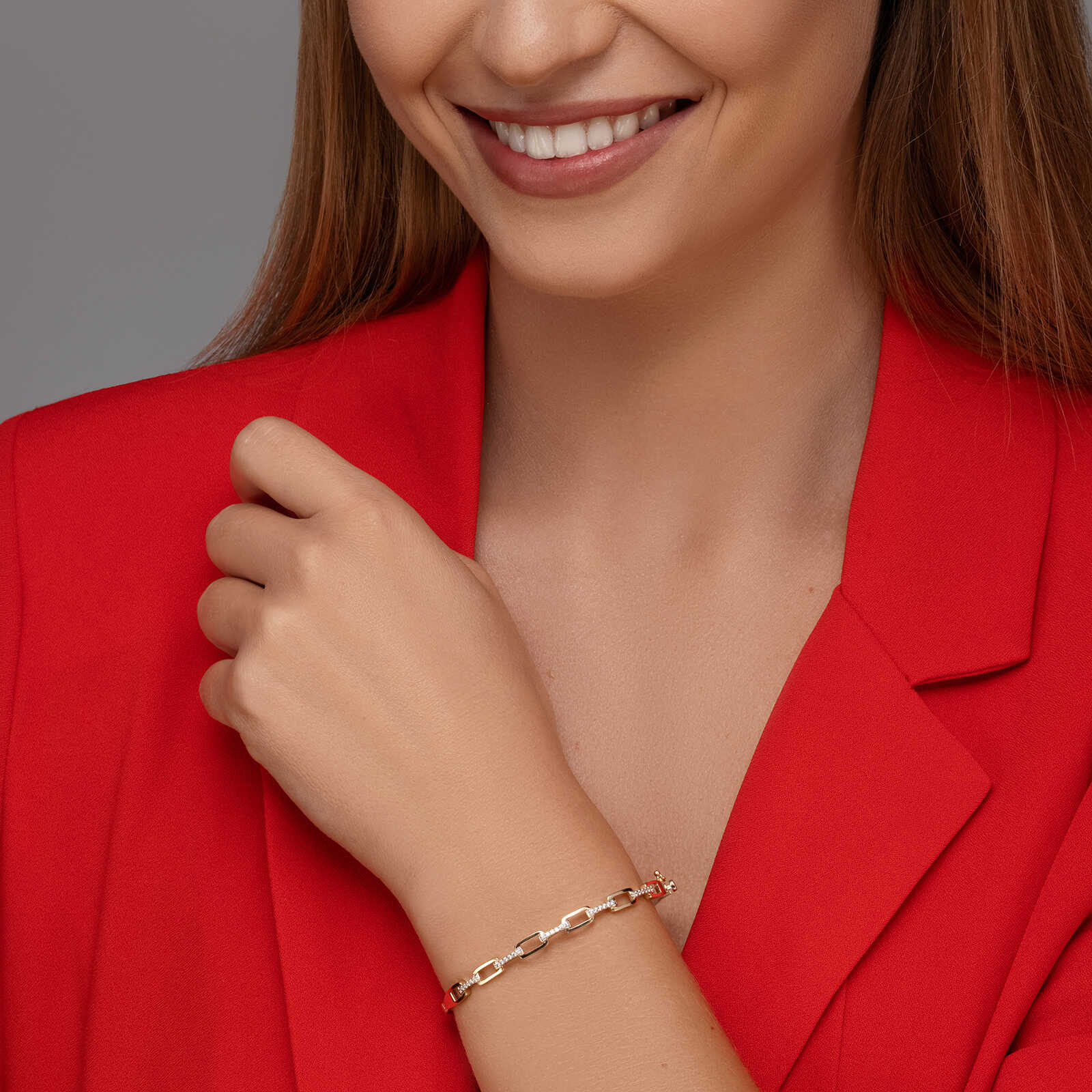 ליהי- צמיד זהב קשיח משובץ זרקונים