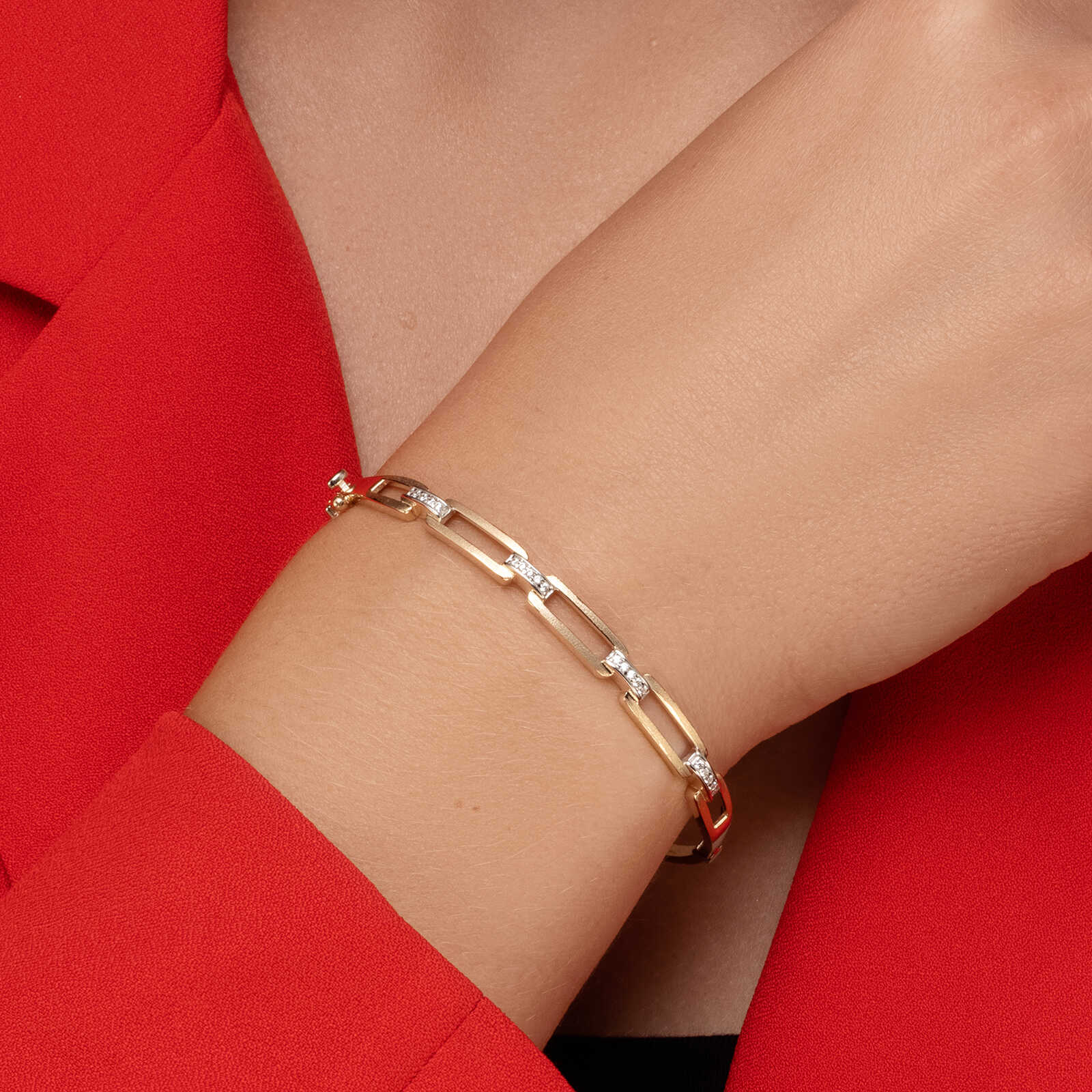 רוני- צמיד זהב קשיח משובץ זרקונים