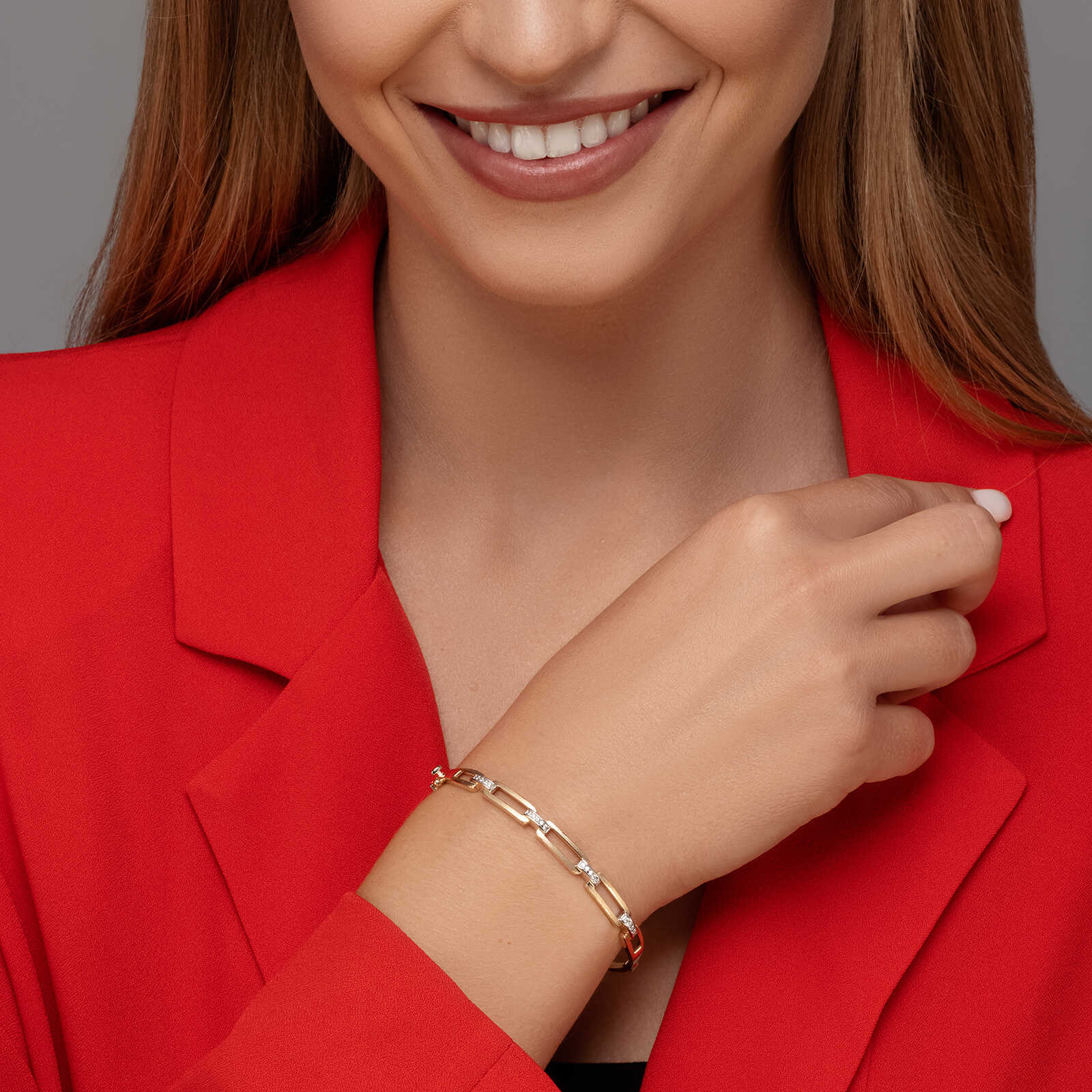 רוני- צמיד זהב קשיח משובץ זרקונים