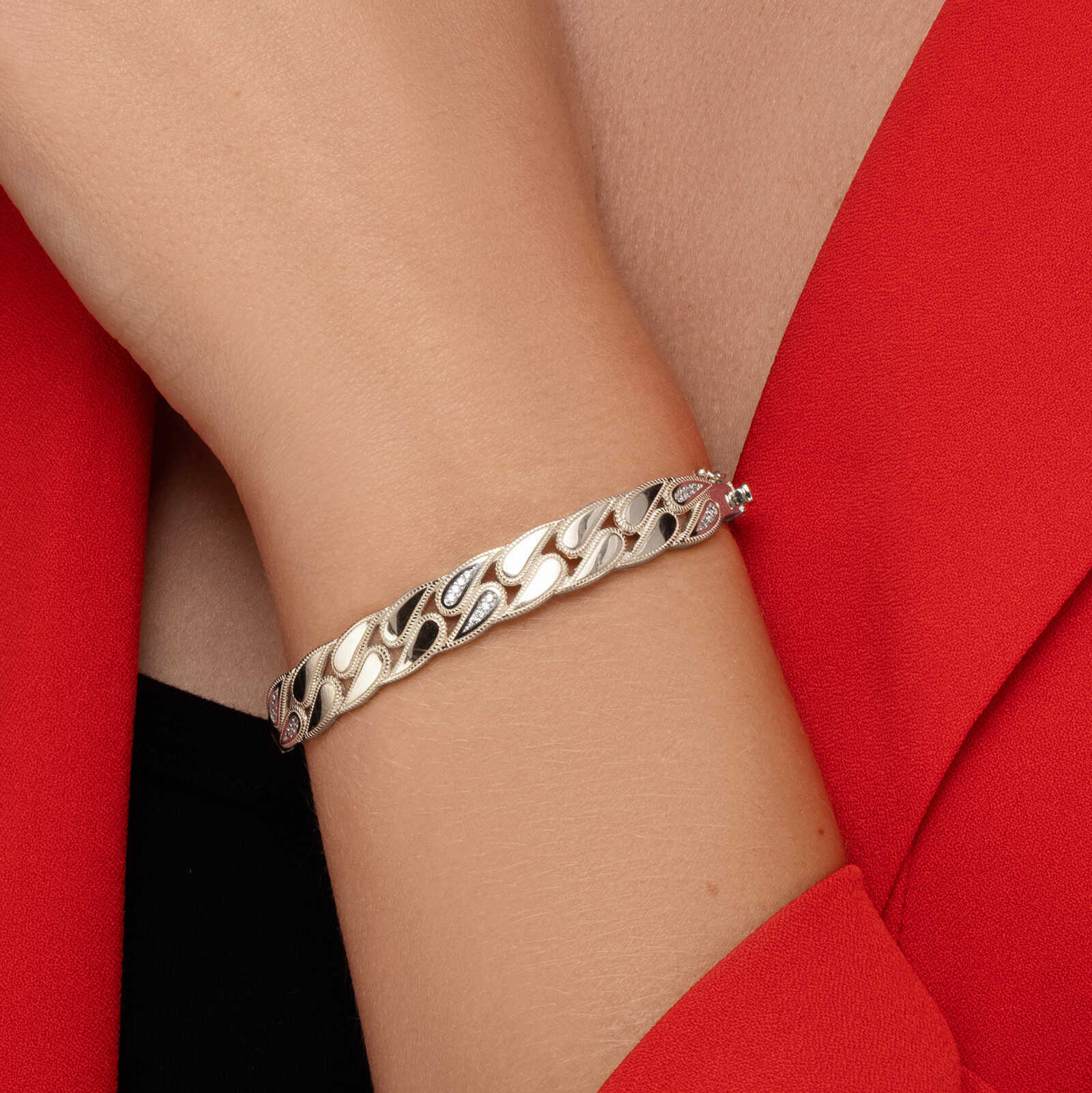 צמיד קשיח מילי- זהב משובץ זרקונים