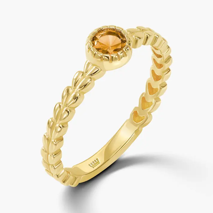 טבעת זהב Rainbow משובצת אבן סיטרין