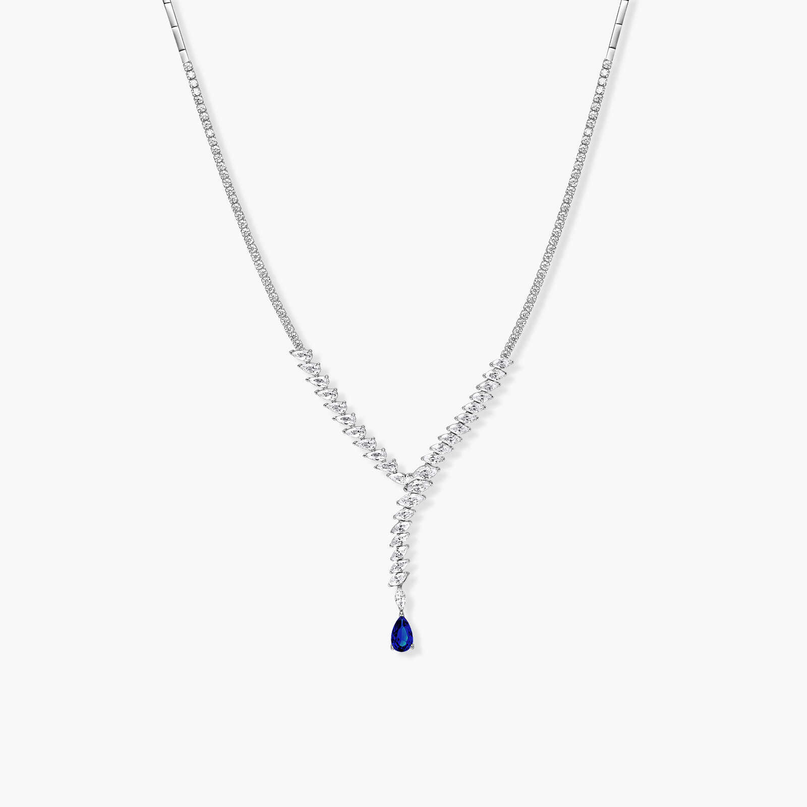 שרשרת עניבה מזהב משובצת זרקונים נוצצים