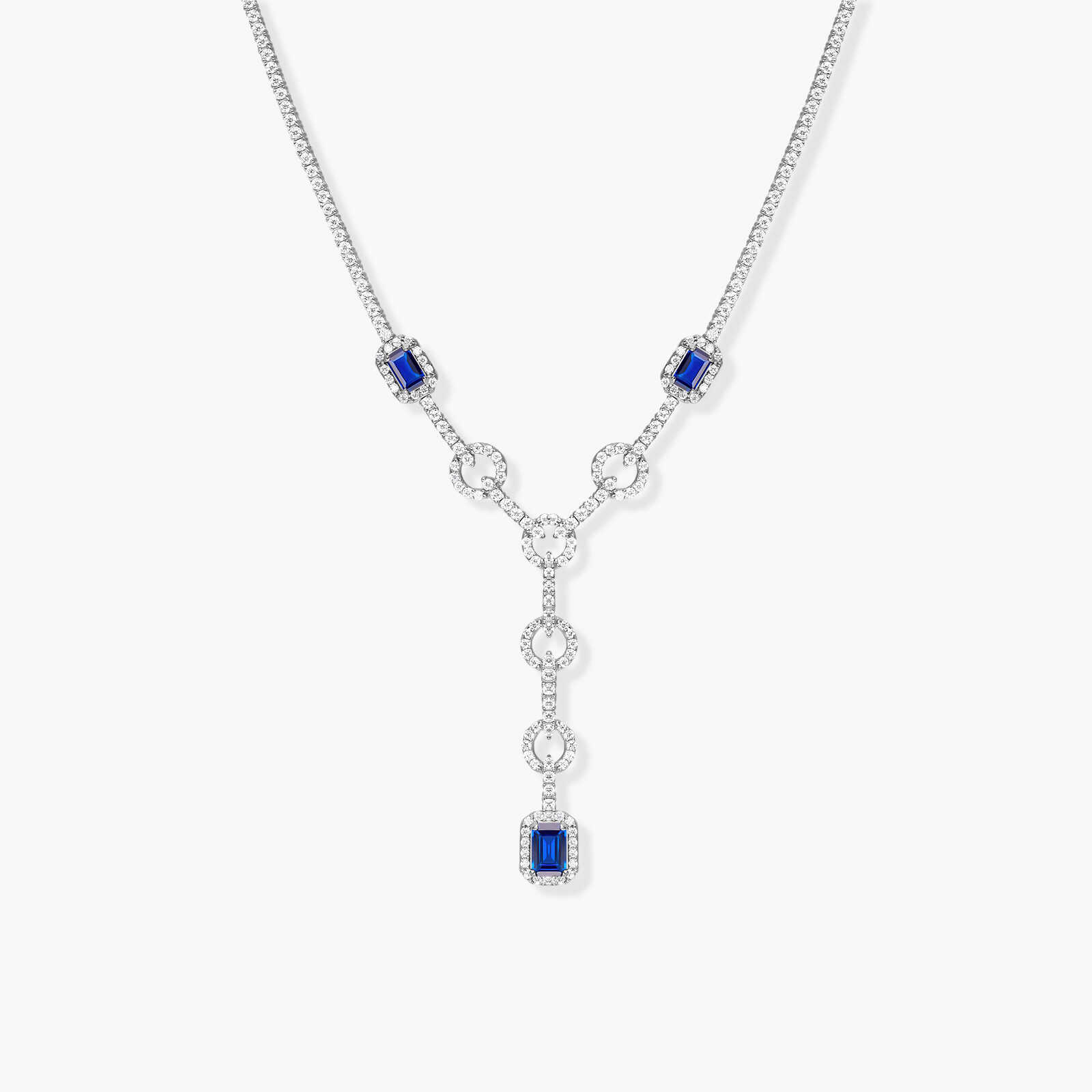 שרשרת עניבה מזהב משובצת זרקונים נוצצים