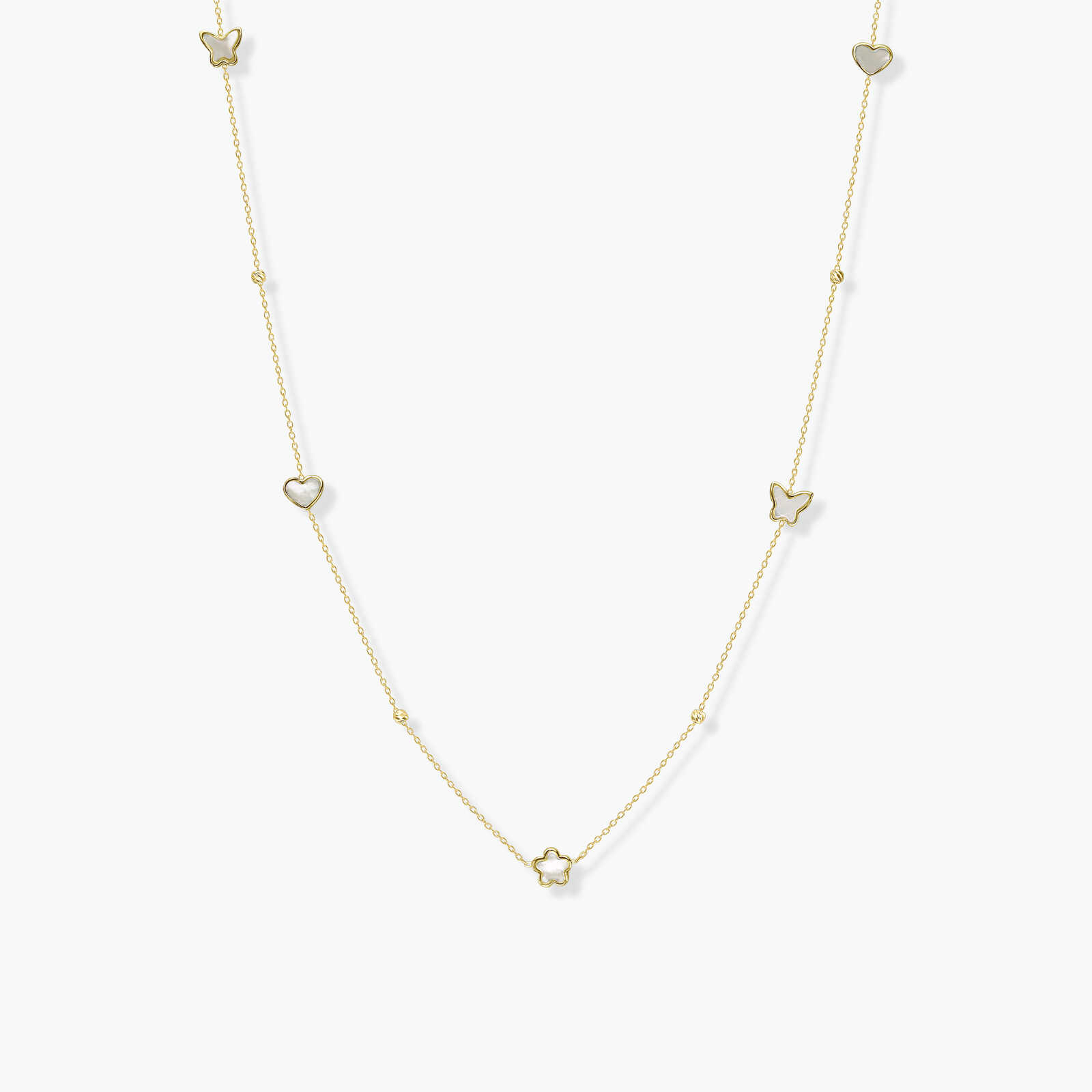 שרשרת זהב בשיבוץ צדף