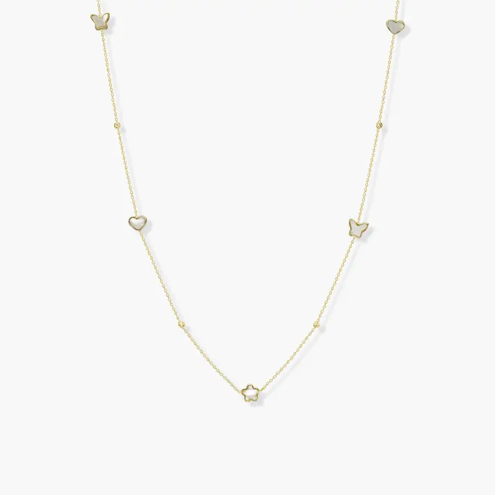 שרשרת זהב בשיבוץ צדף