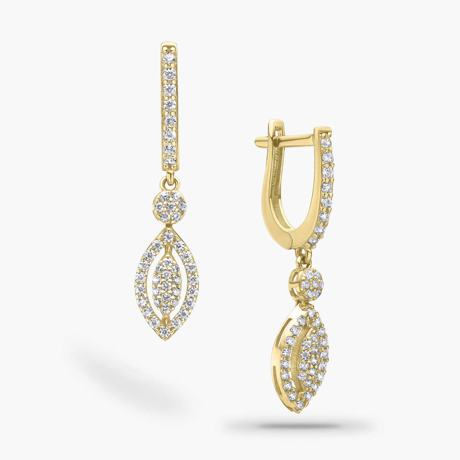 עגילי זהב טיפות תלויות