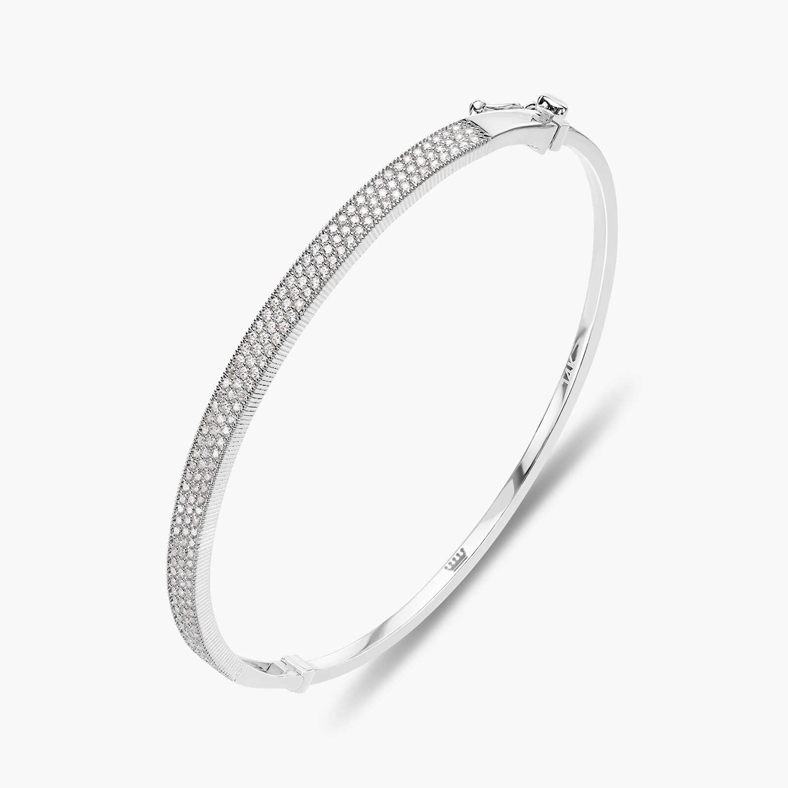 צמיד זהב קשיח משובץ בסגנון פווה בזירקונים