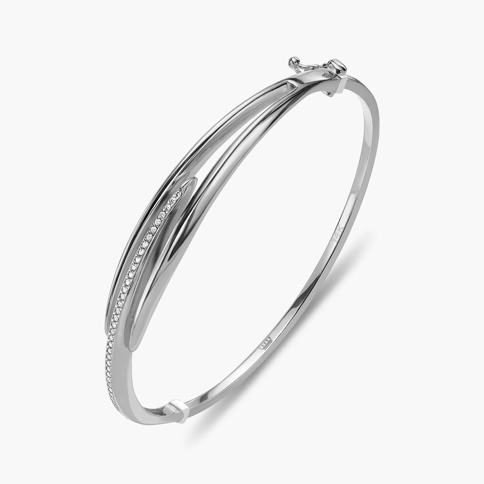 צמיד זהב קשיח בשיבוץ זירקונים