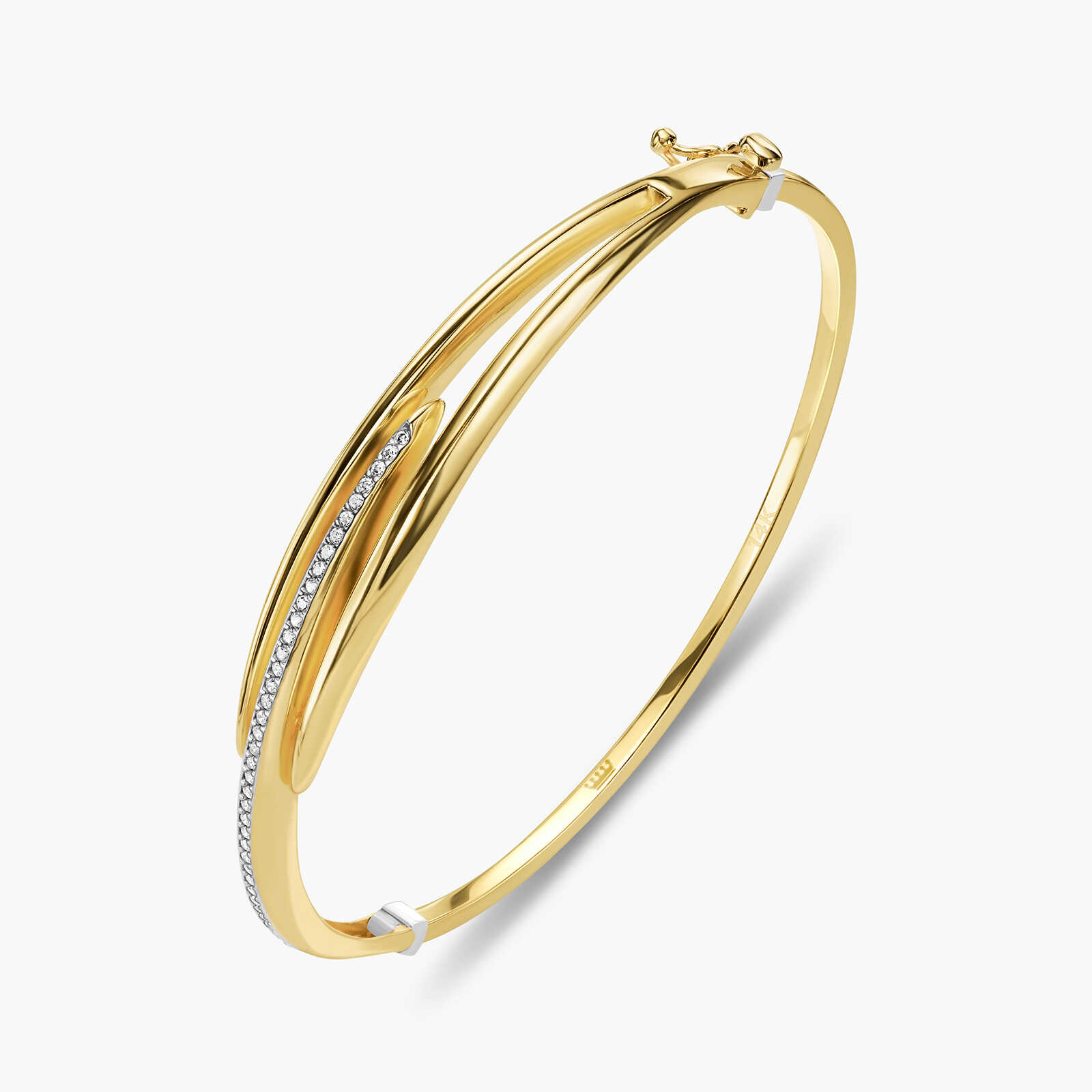 צמיד זהב קשיח בשיבוץ זירקונים