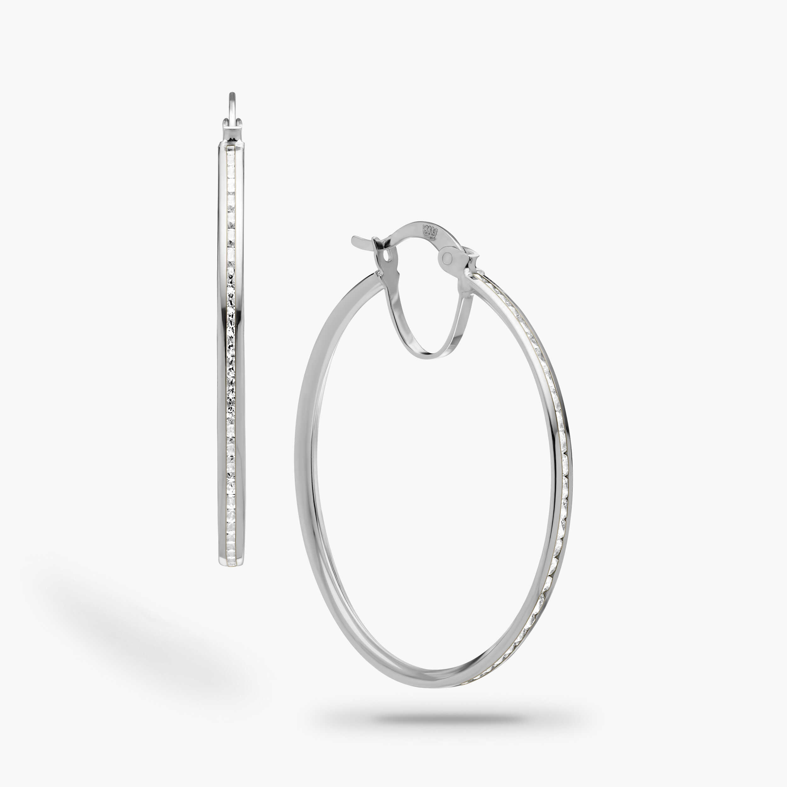 עגילי חישוק לוס מזהב משובץ זרקונים