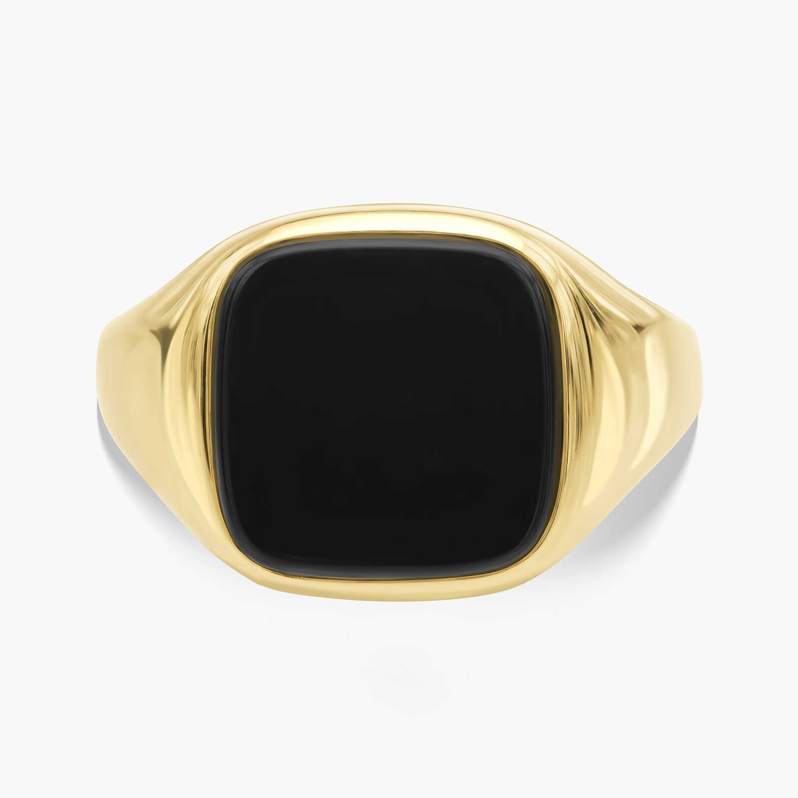 טבעת זהב מסדרת Black עם אבן אוניקס מרובעת