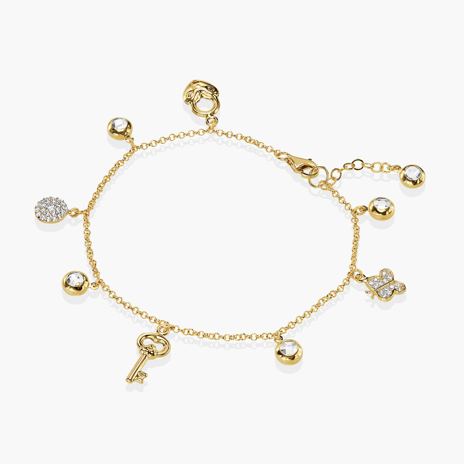 צמיד זהב עם 9 צ'ארמים