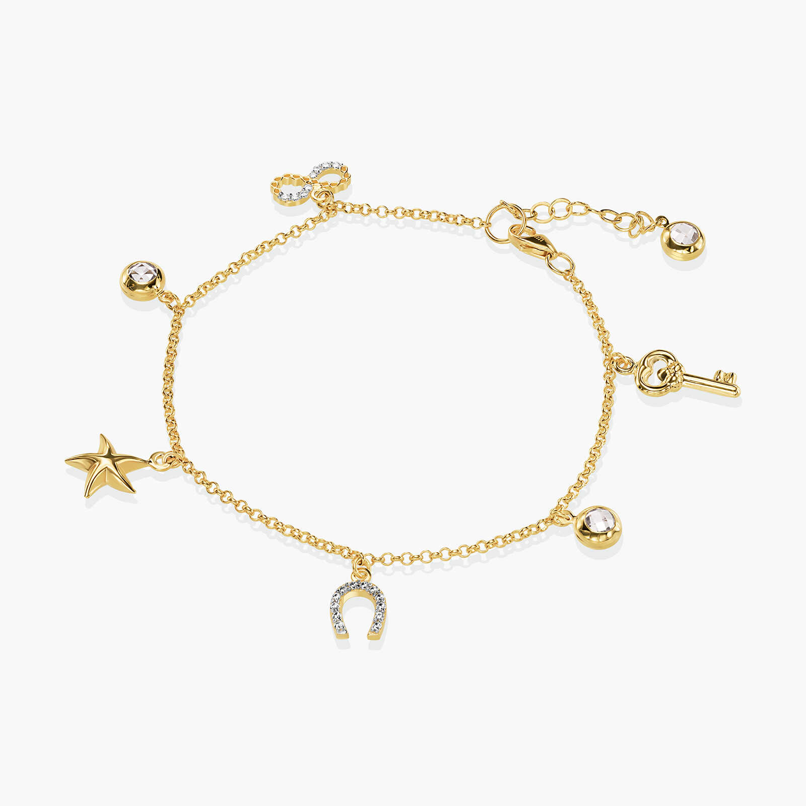 צמיד זהב עם 7 צ'רמים