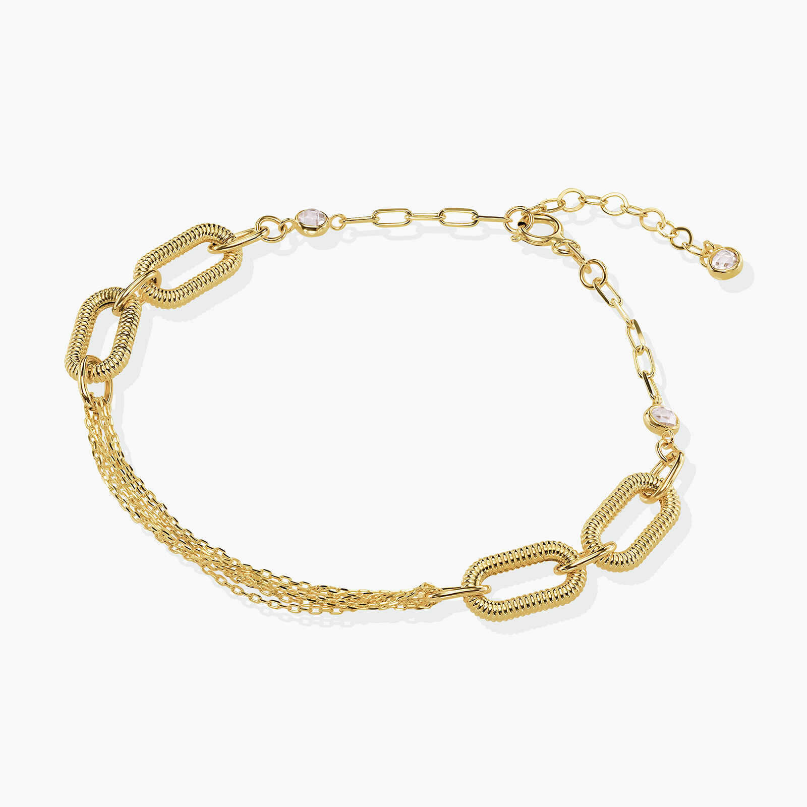 צמיד זהב נטליה משולב חוליות בגדלים שונים