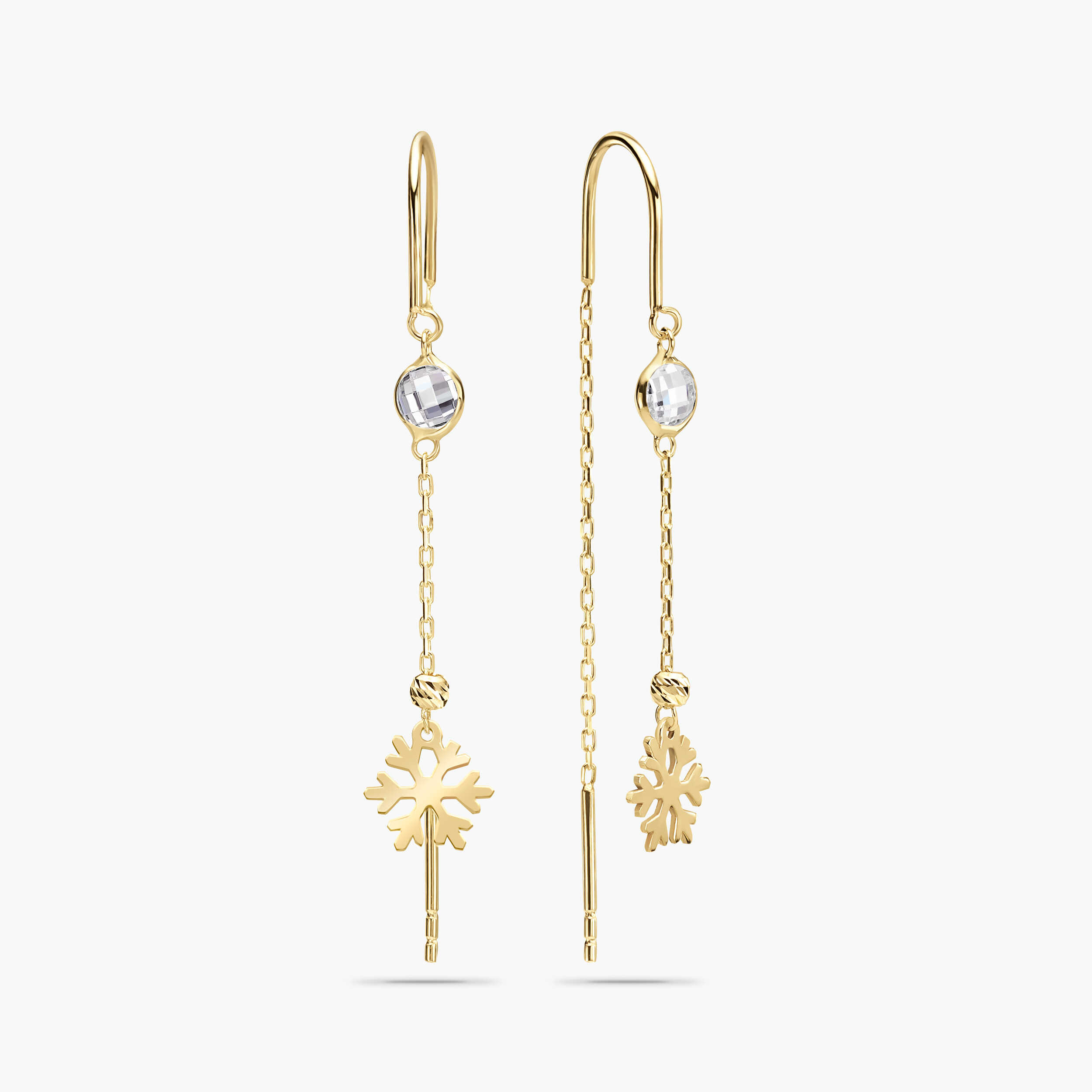 עגילי זהב פתית שלג