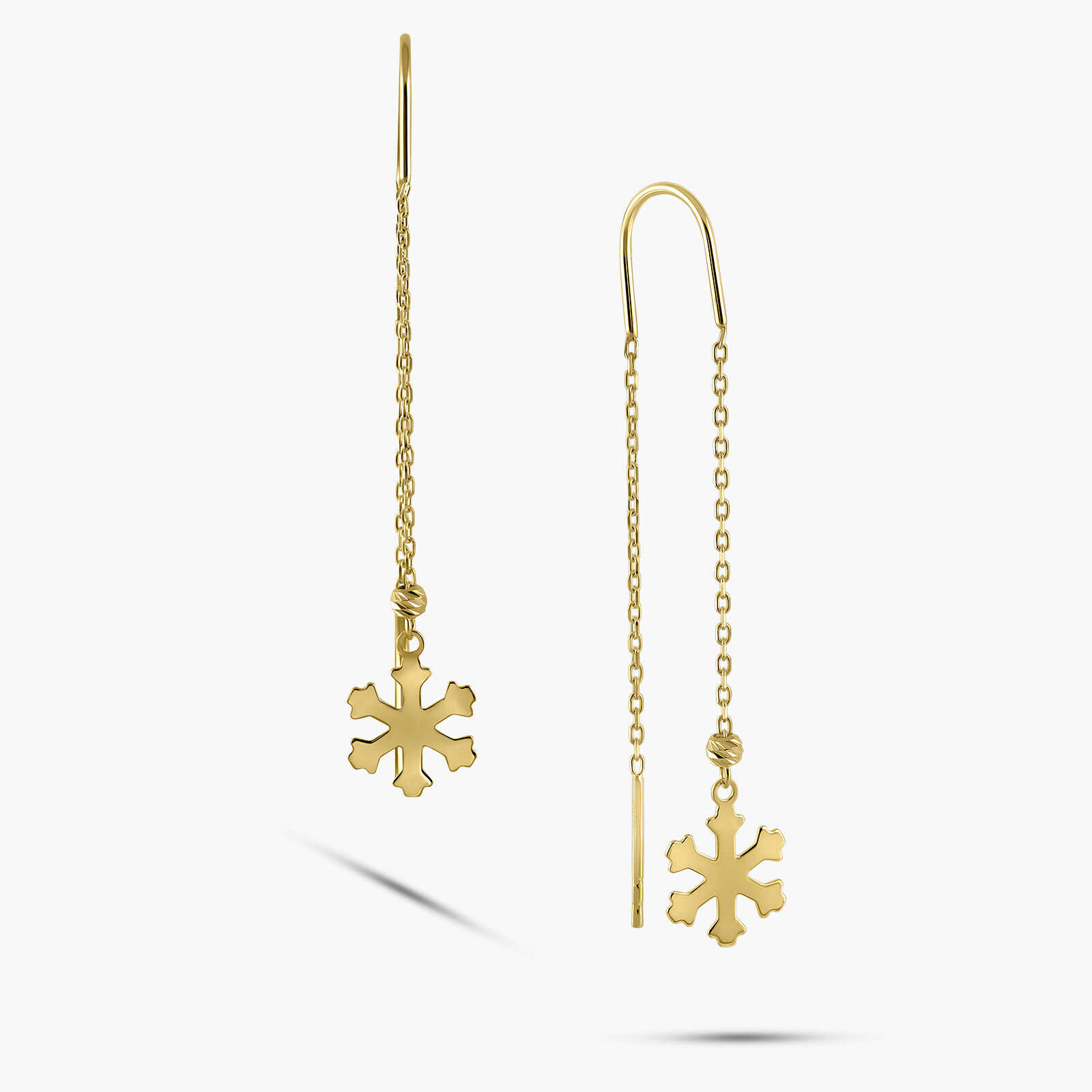 עגילי זהב פתית שלג