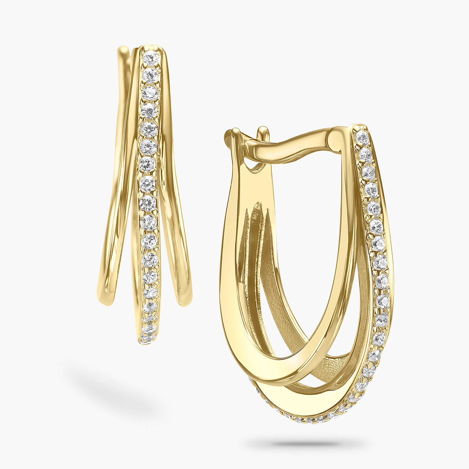 עגילי זהב משובצים בזרקונים