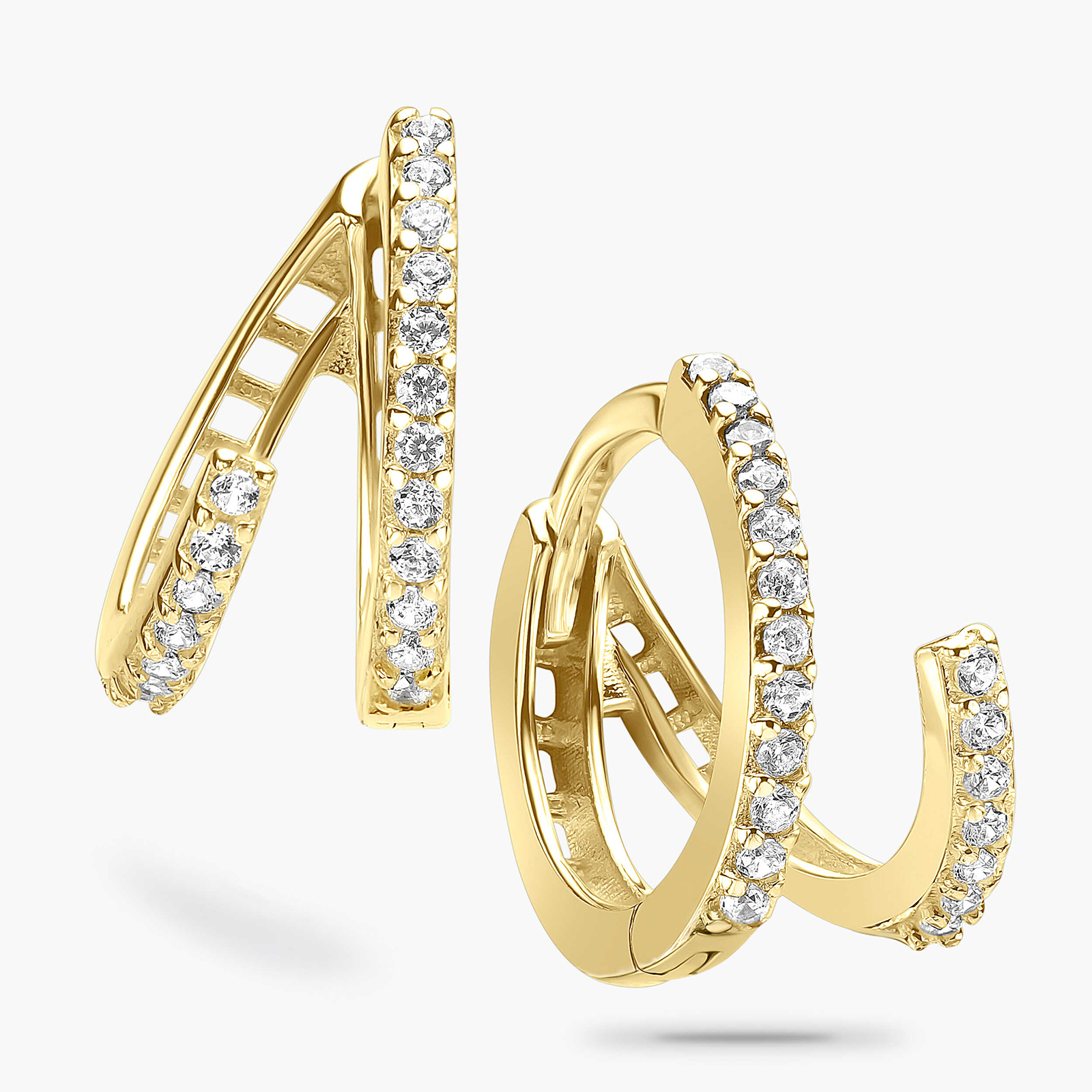 עגילי זהב משובצים זרקונים