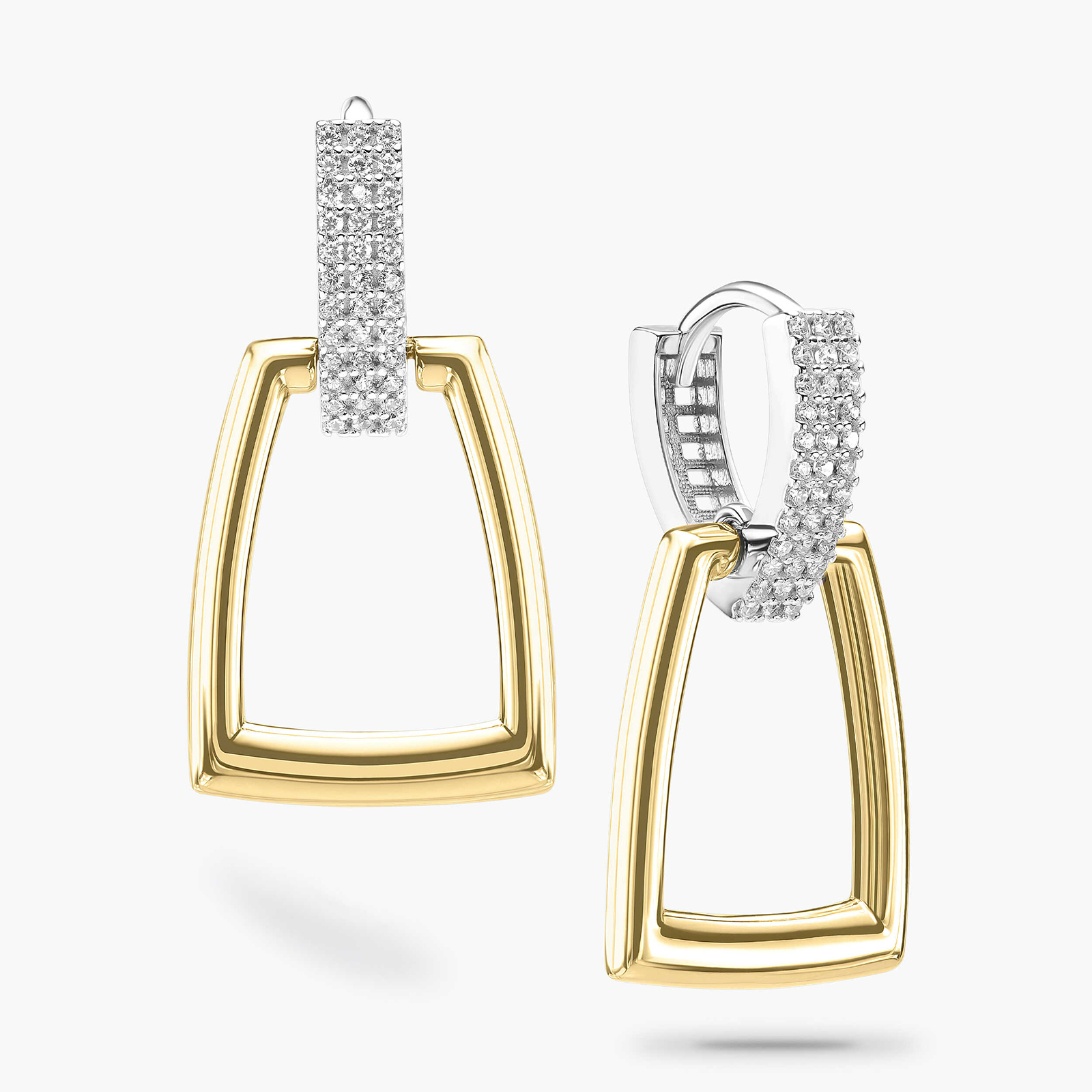 עגילי זהב STELLA משובצים זרקונים