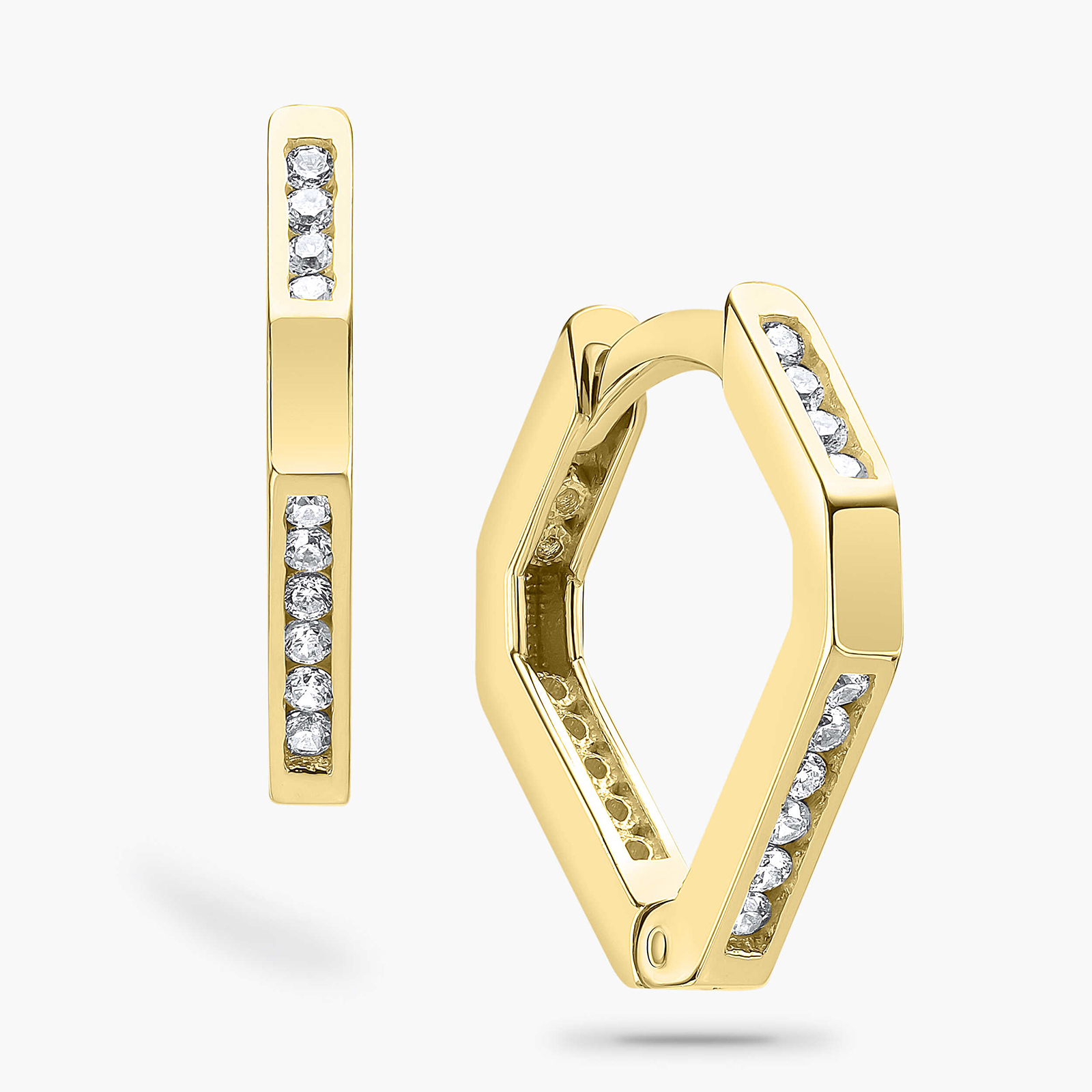 עגילי זהב בשיבוץ זירקונים