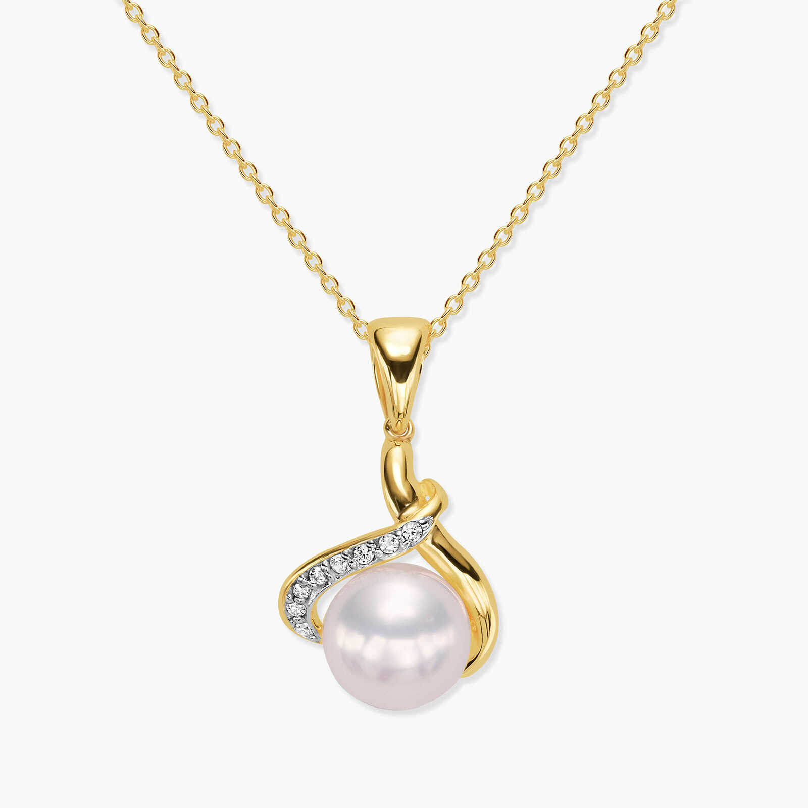 תליון זהב עם פנינה וזירקונים