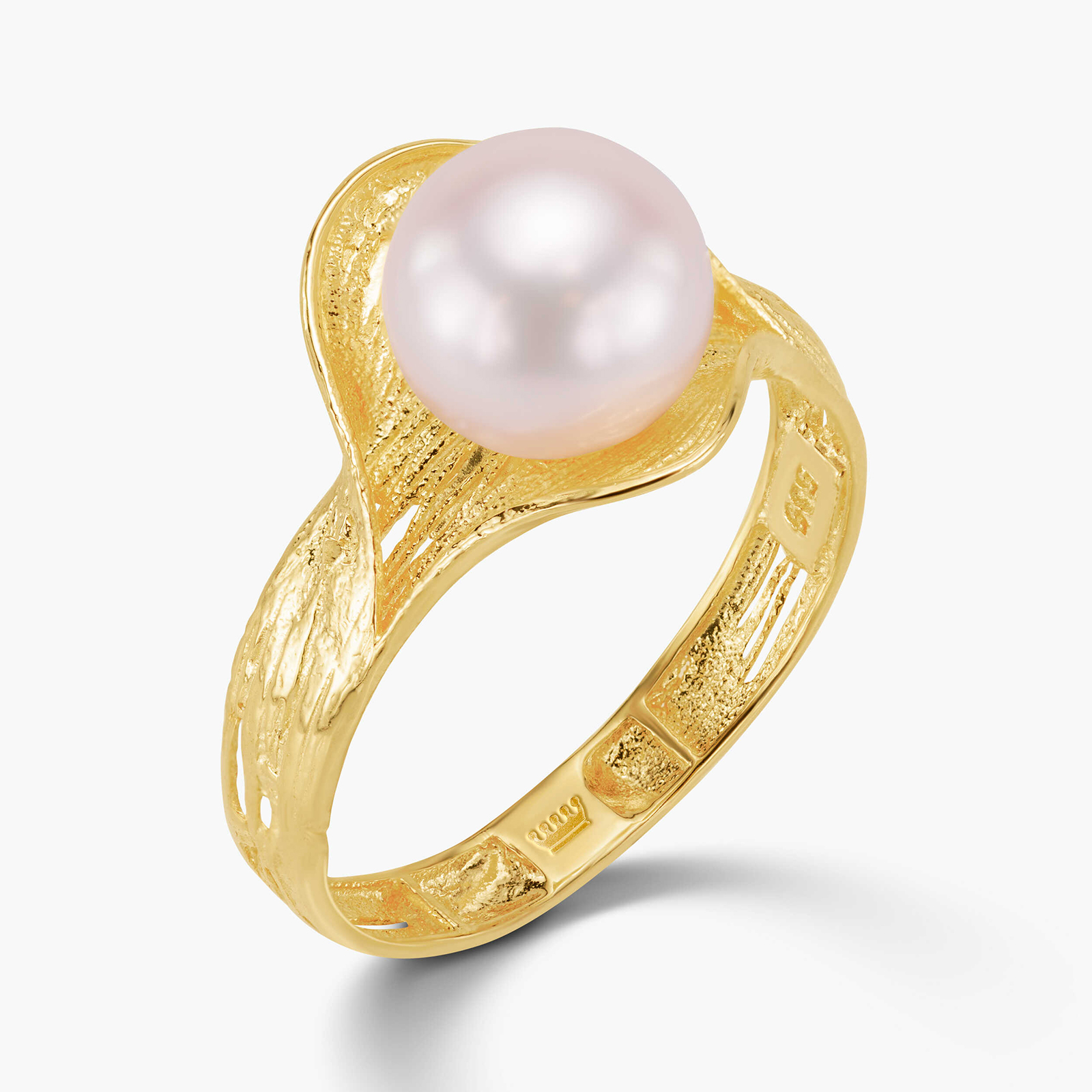 טבעת זהב בשילוב פנינה