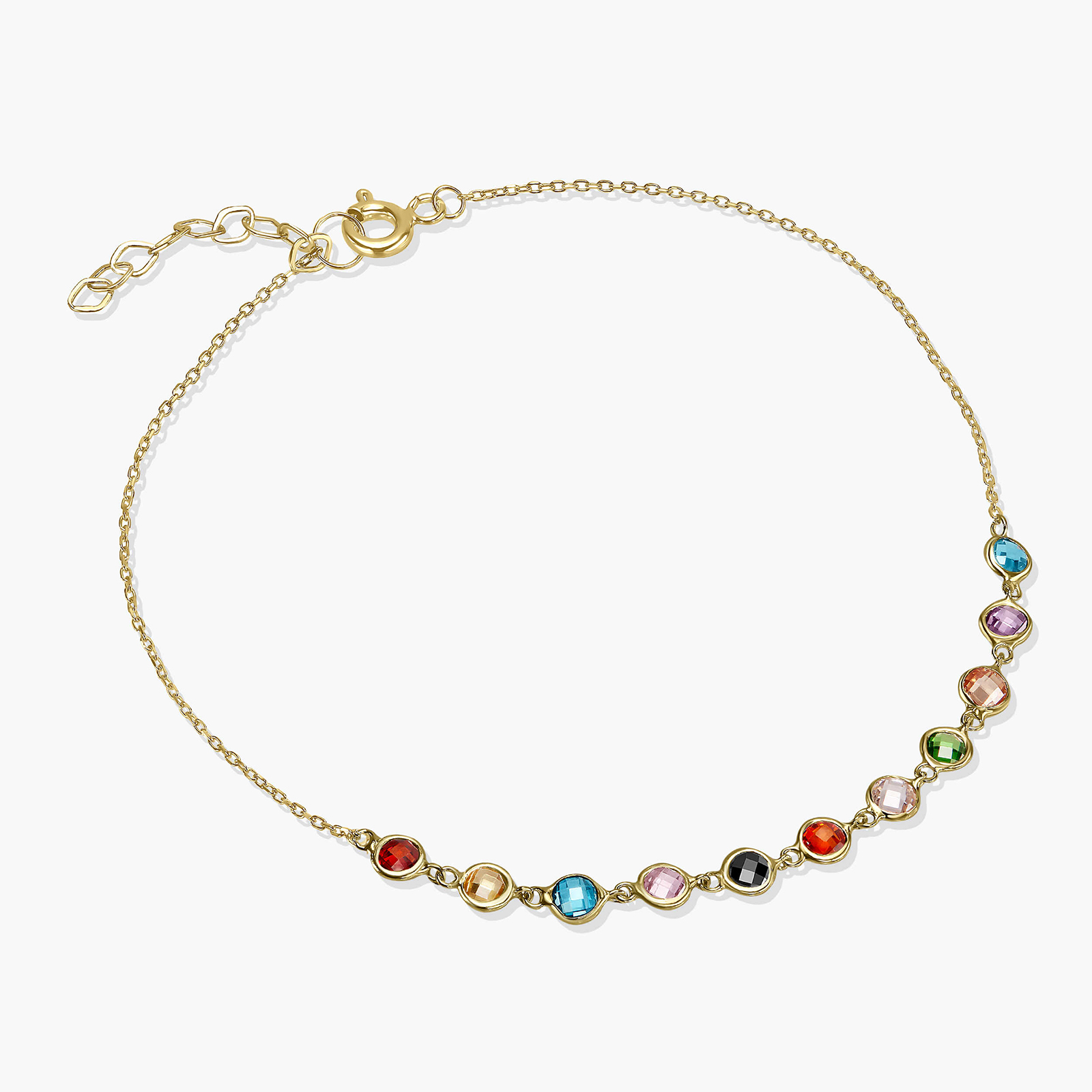 צמיד זהב מסדרת Color bites בשיבוץ זירקונים צבעוניים