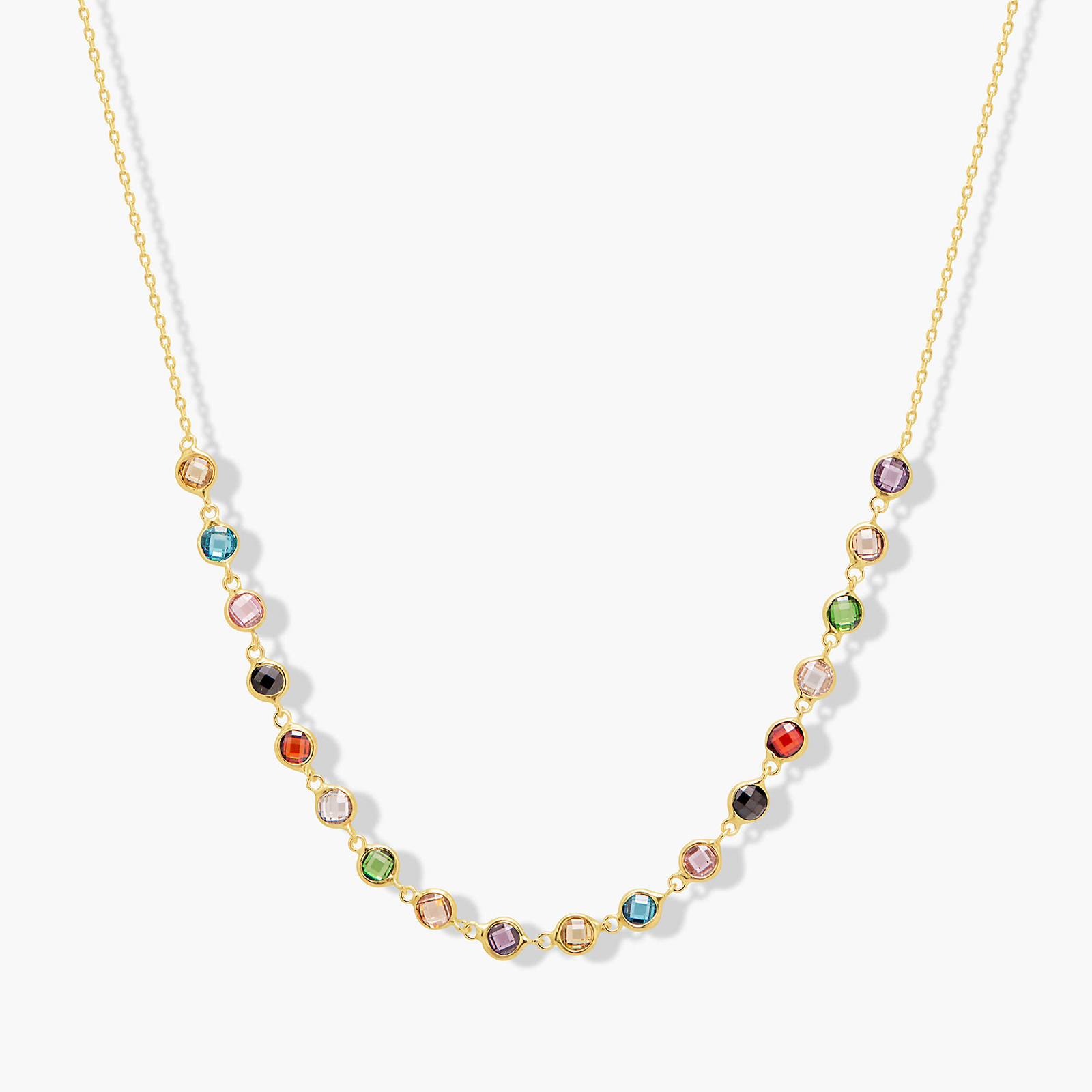 שרשרת זהב מסדרת Color bites בשיבוץ זרקונים צבעוניים