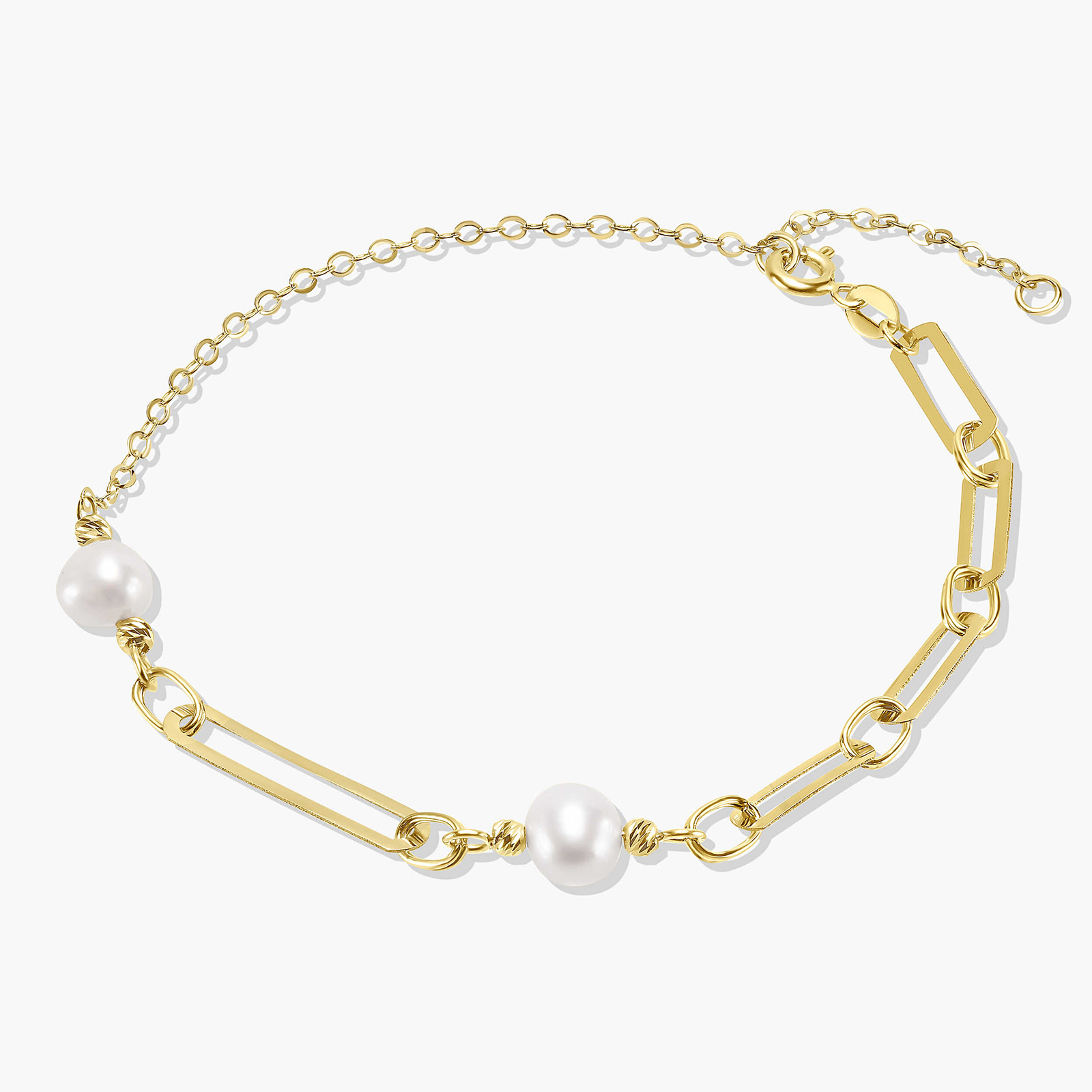 צמיד חוליות זהב ופנינים