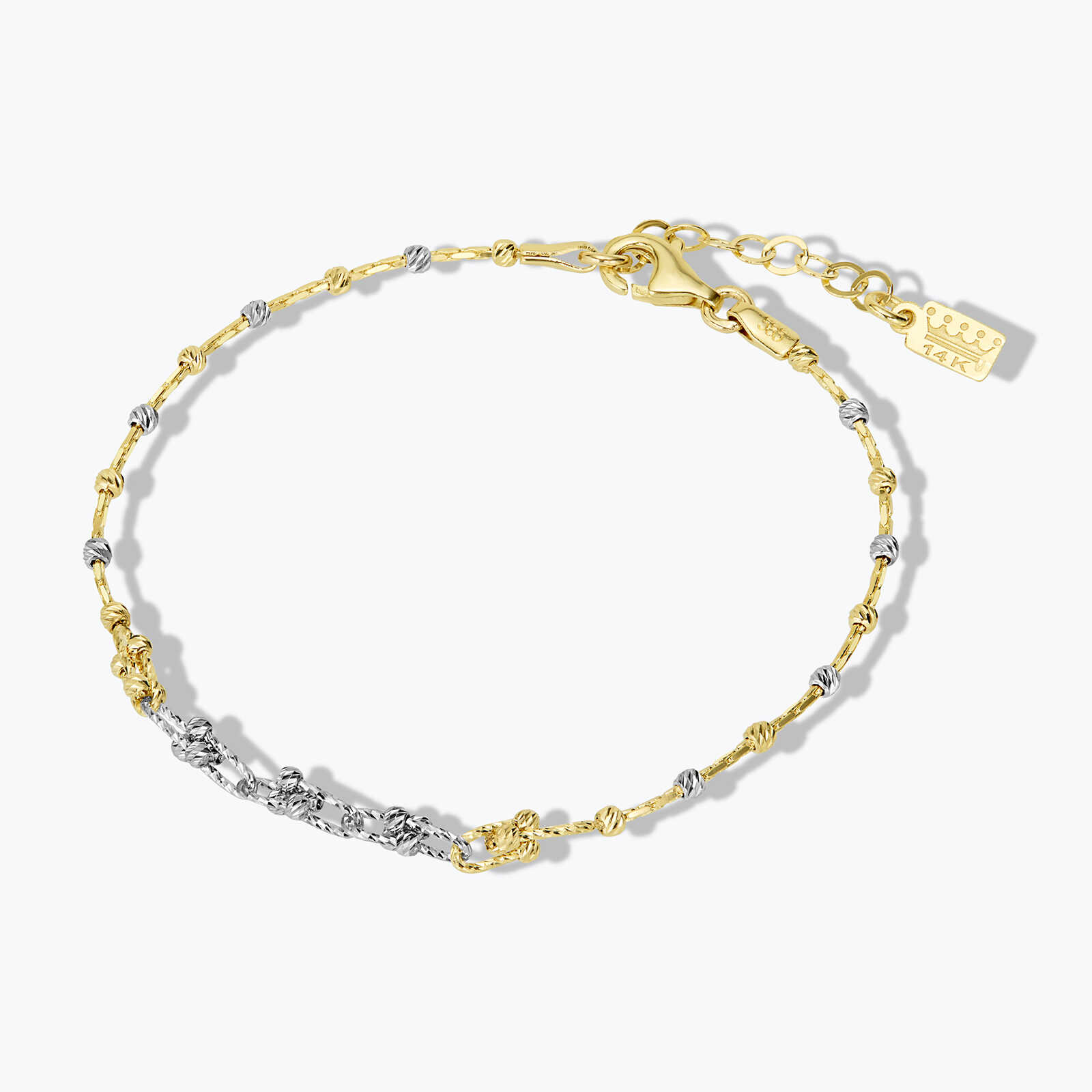 צמיד ריו מחוליות וכדורי זהב בעיבוד לייזר