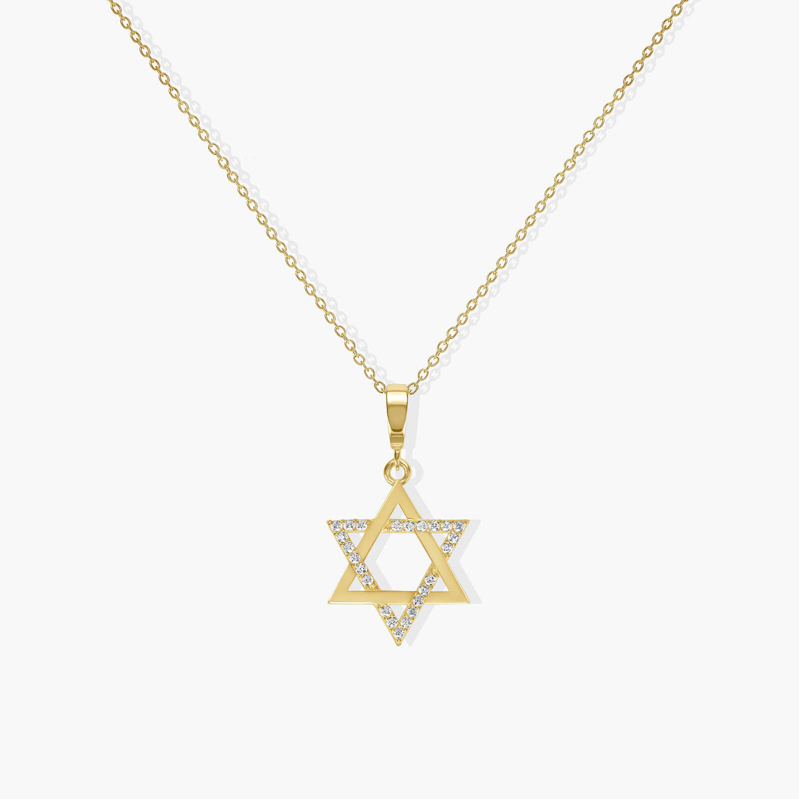 תליון מגן דוד משובץ זרקונים