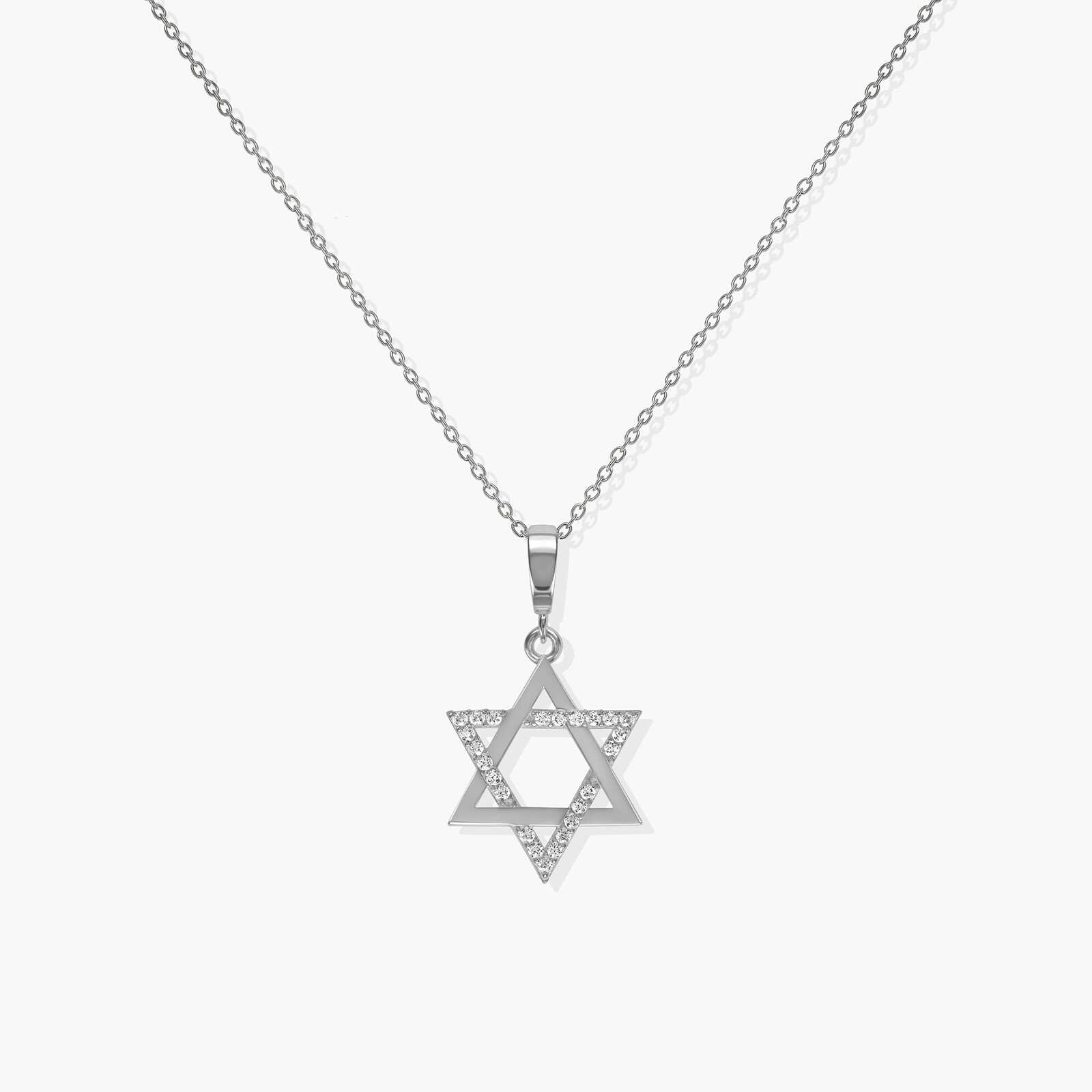 תליון מגן דוד משובץ זרקונים