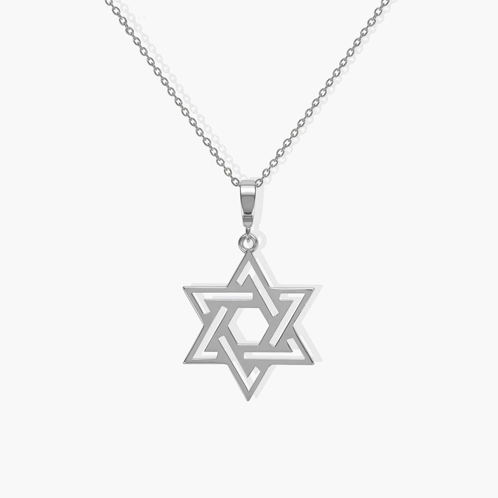 תליון מגן דוד כפול מזהב בגימור מט