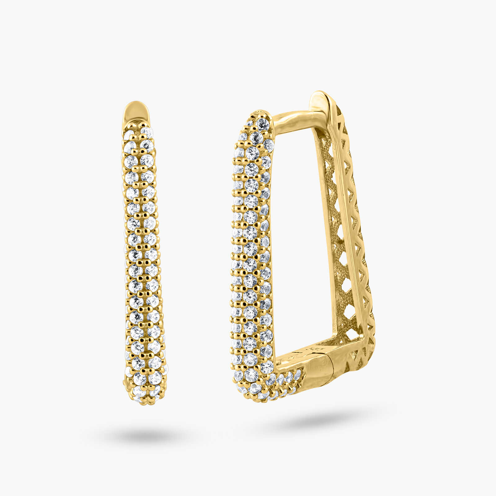 עגילי זהב משובצים זרקונים