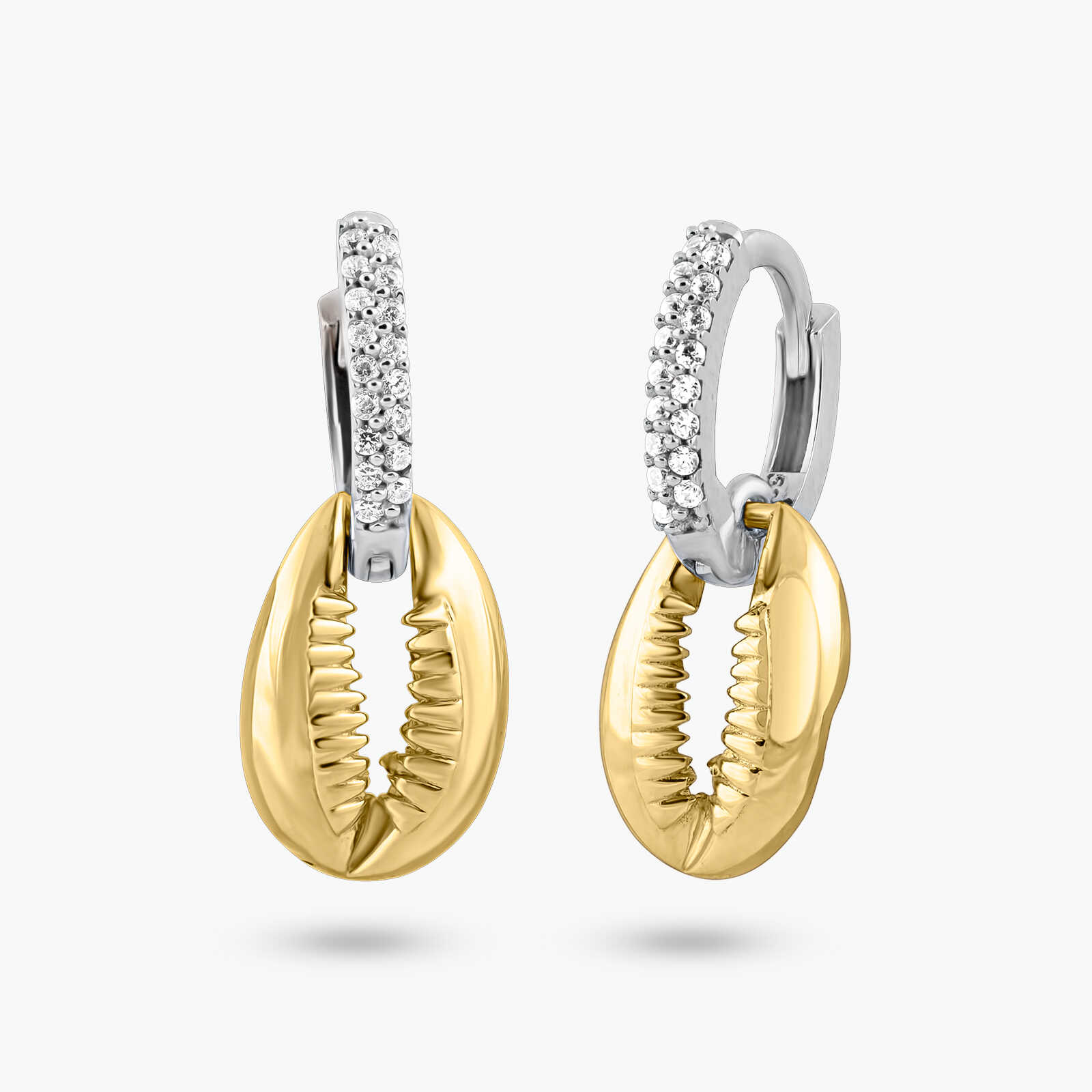 עגילי זהב משובצים זרקונים