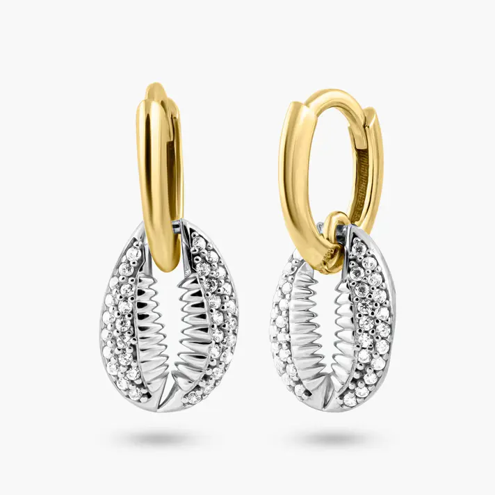 עגילי זהב משובצים זרקונים