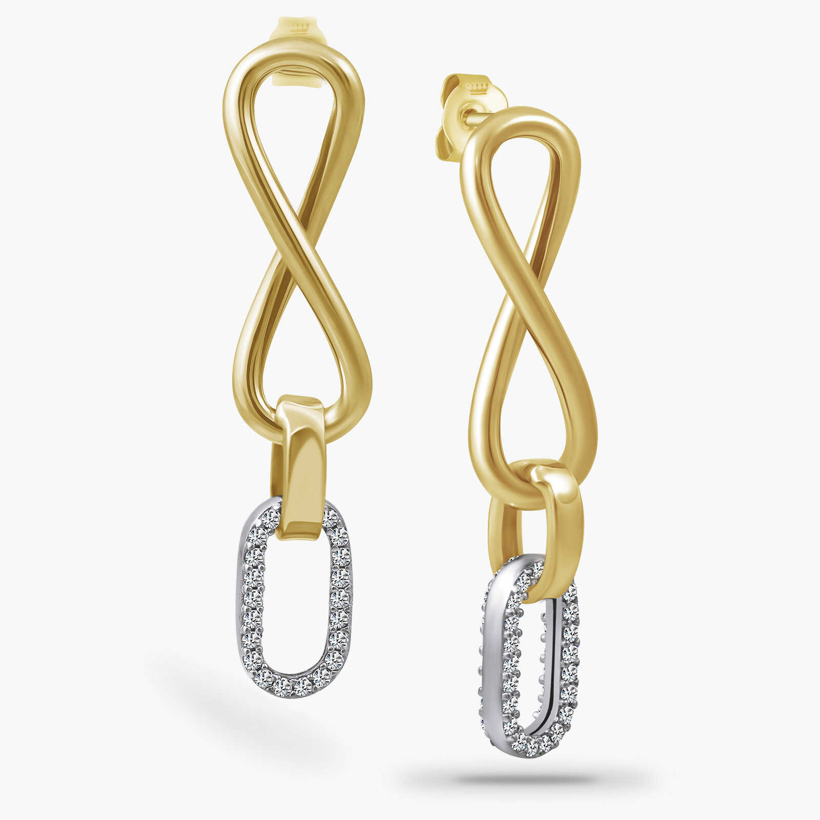 עגילי זהב משובצים זרקונים