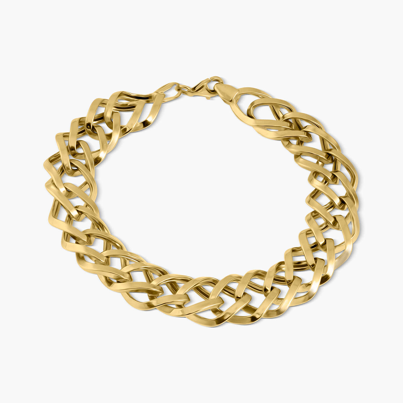 צמיד חוליות גליות מזהב 14K