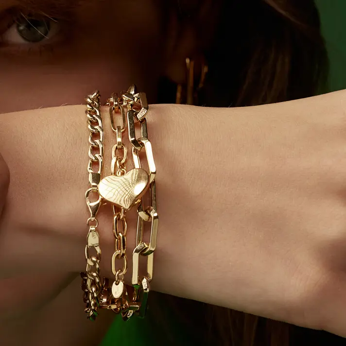 צמיד חוליות מזהב 14K במראה מינימליסטי