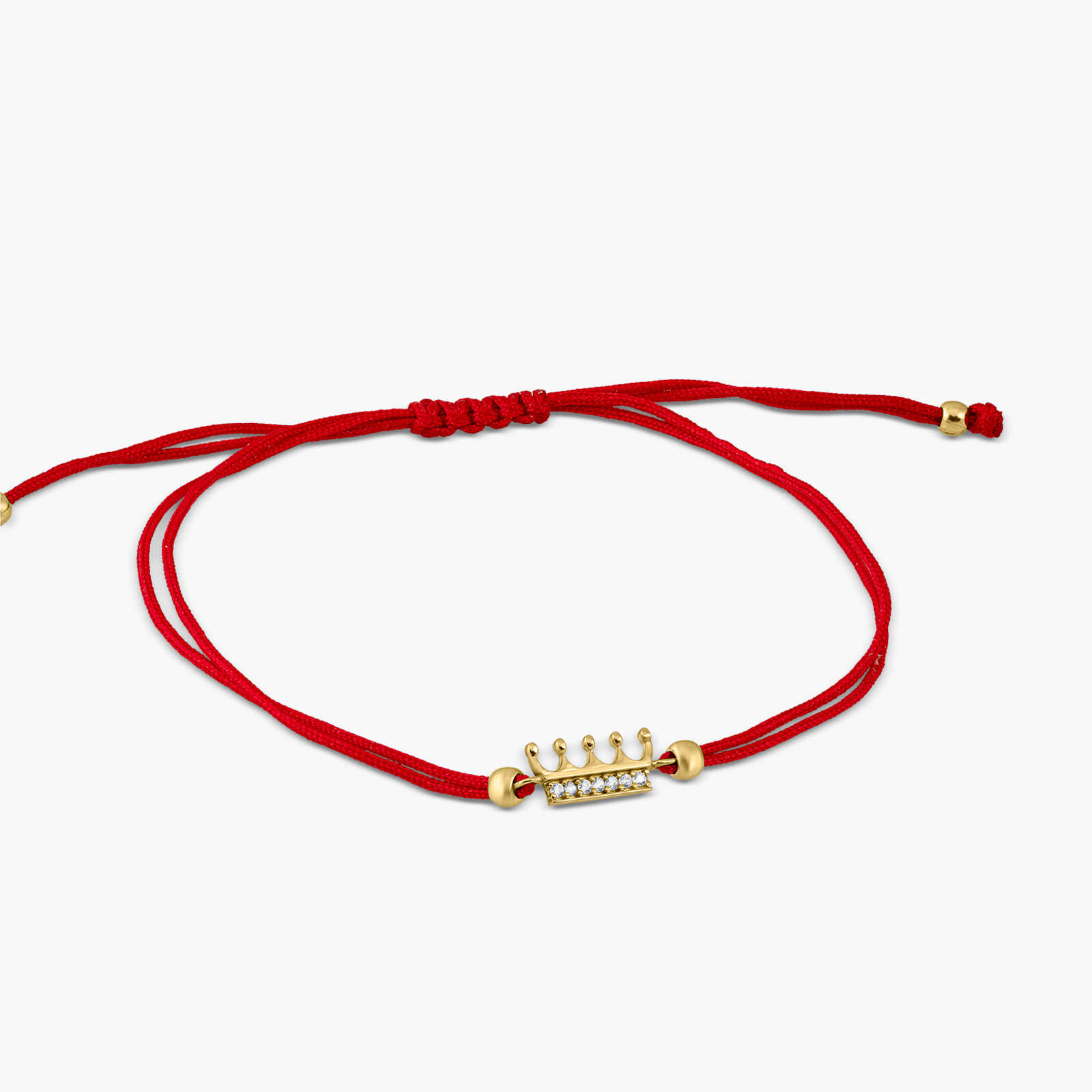צמיד כתר מזהב 14K בשילוב חוט אדום