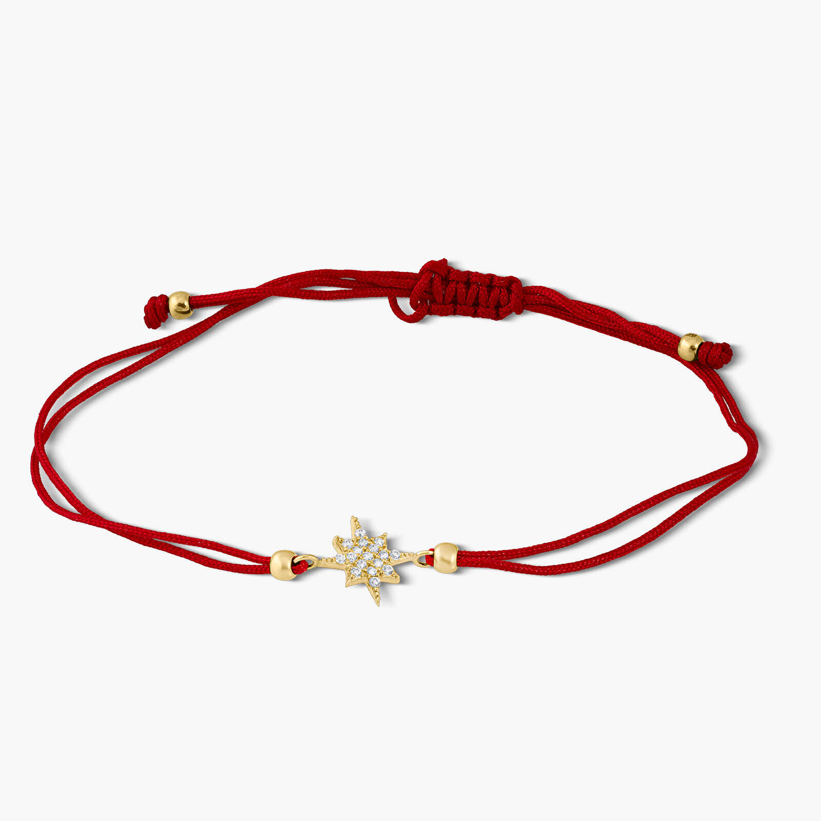 צמיד כוכב מזהב 14K בשילוב חוט אדום
